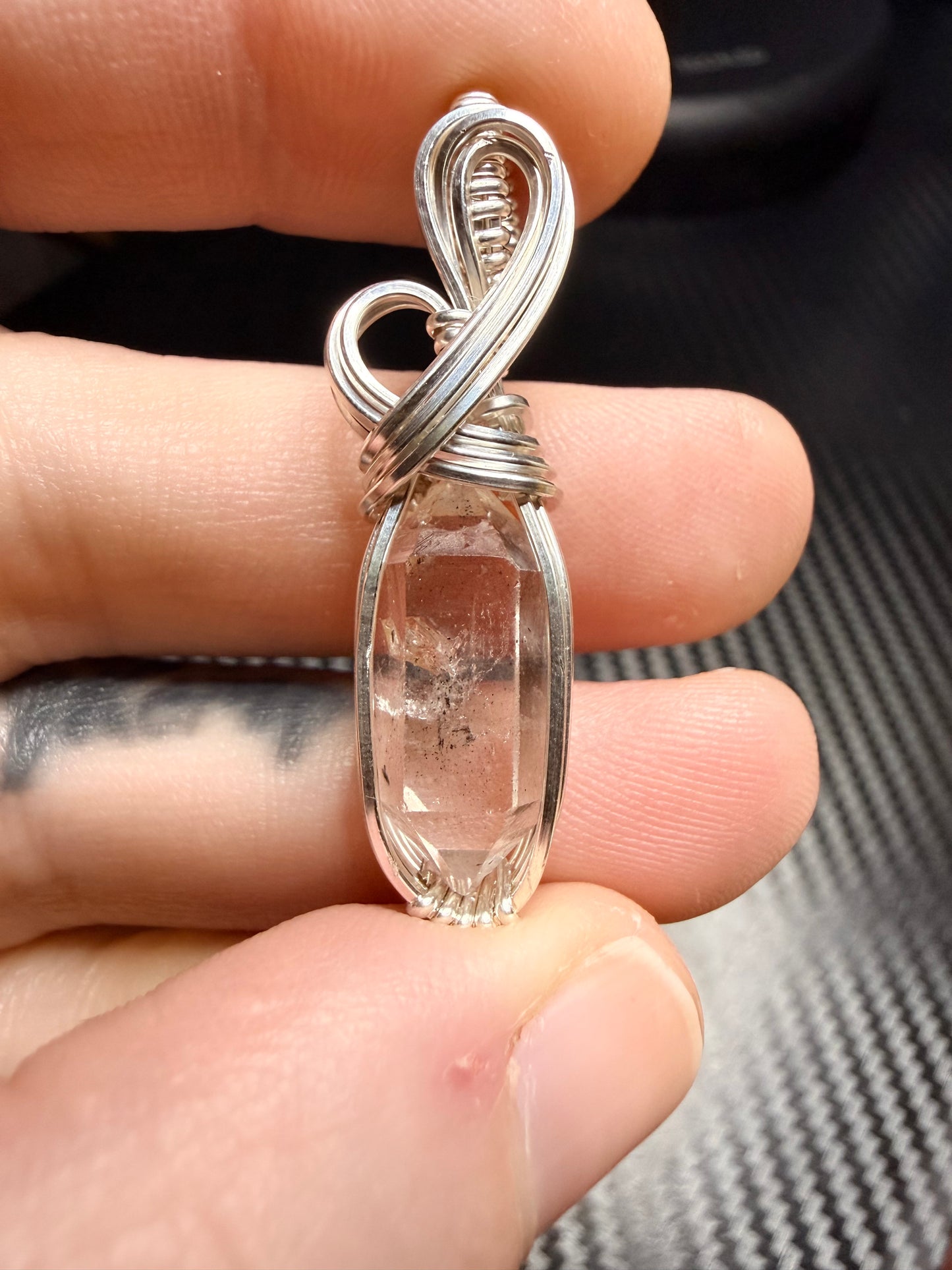 111VDS) Herkimer Diamond Quartz Pendant in Sterling Silver