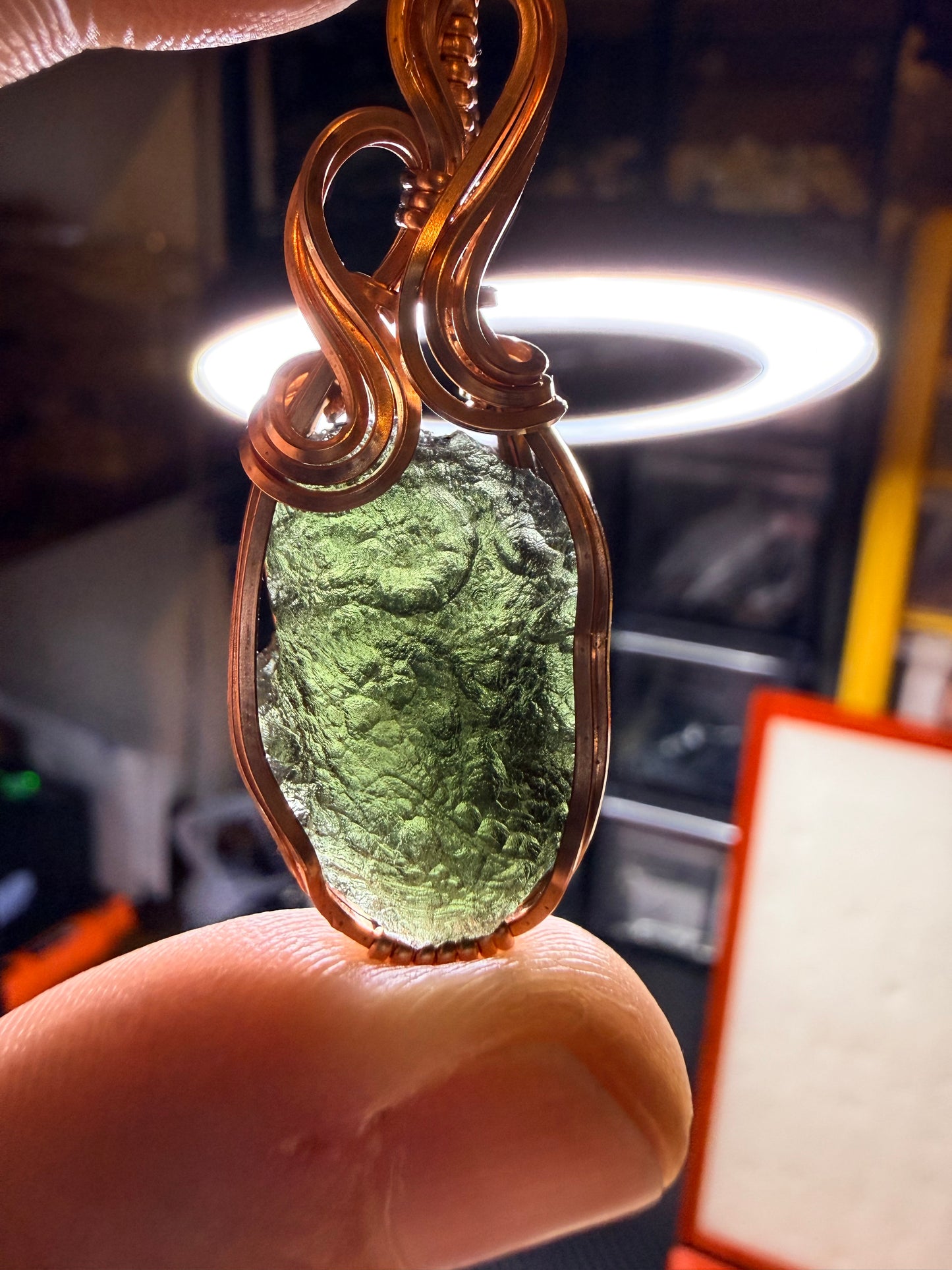 11VDS) Moldavite Pendant in copper