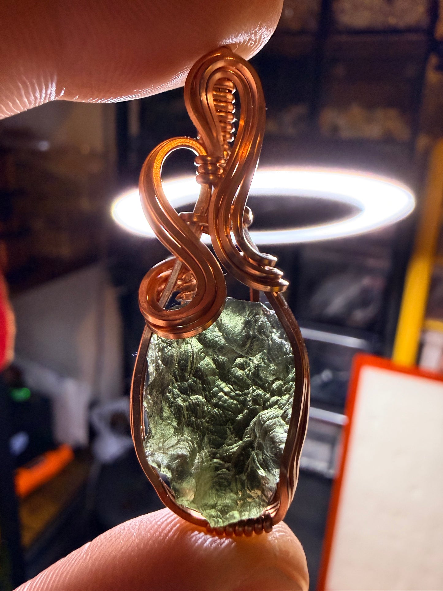 11VDS) Moldavite Pendant in copper