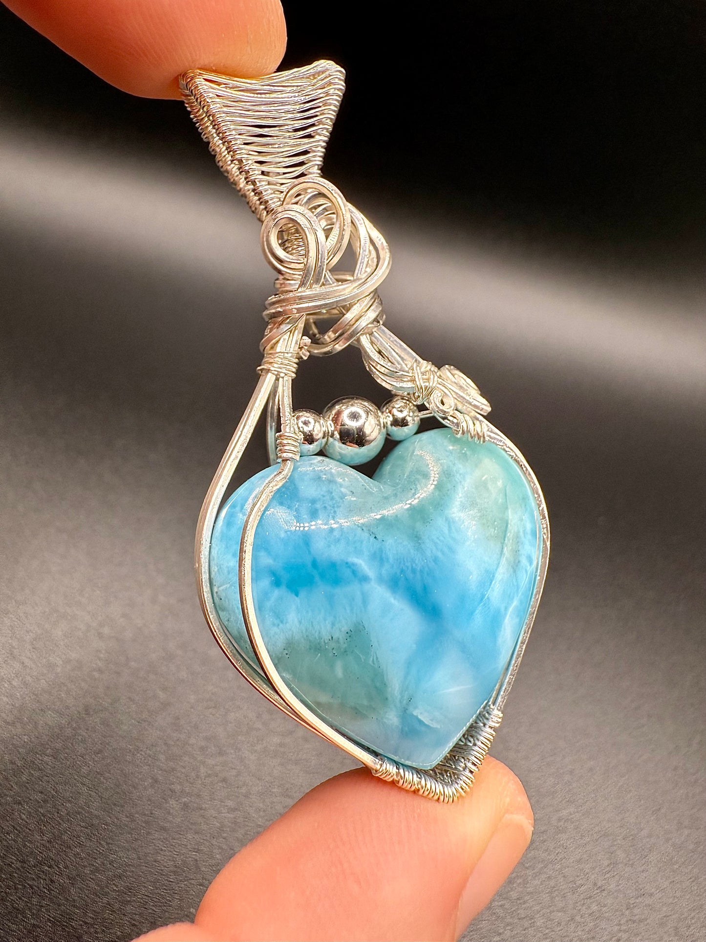 C11) Larimar Pendant In Sterling Silver Large