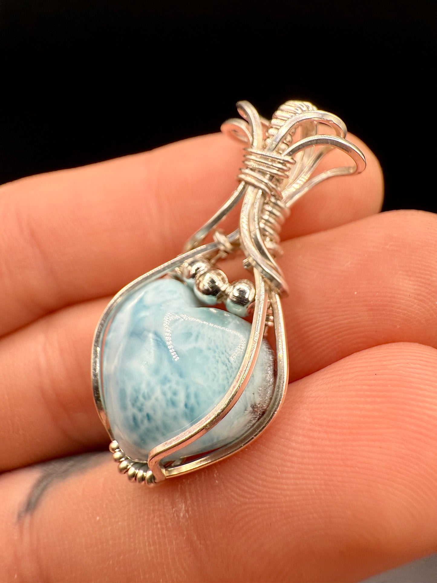 B112) Larimar Pendant In Sterling Silver