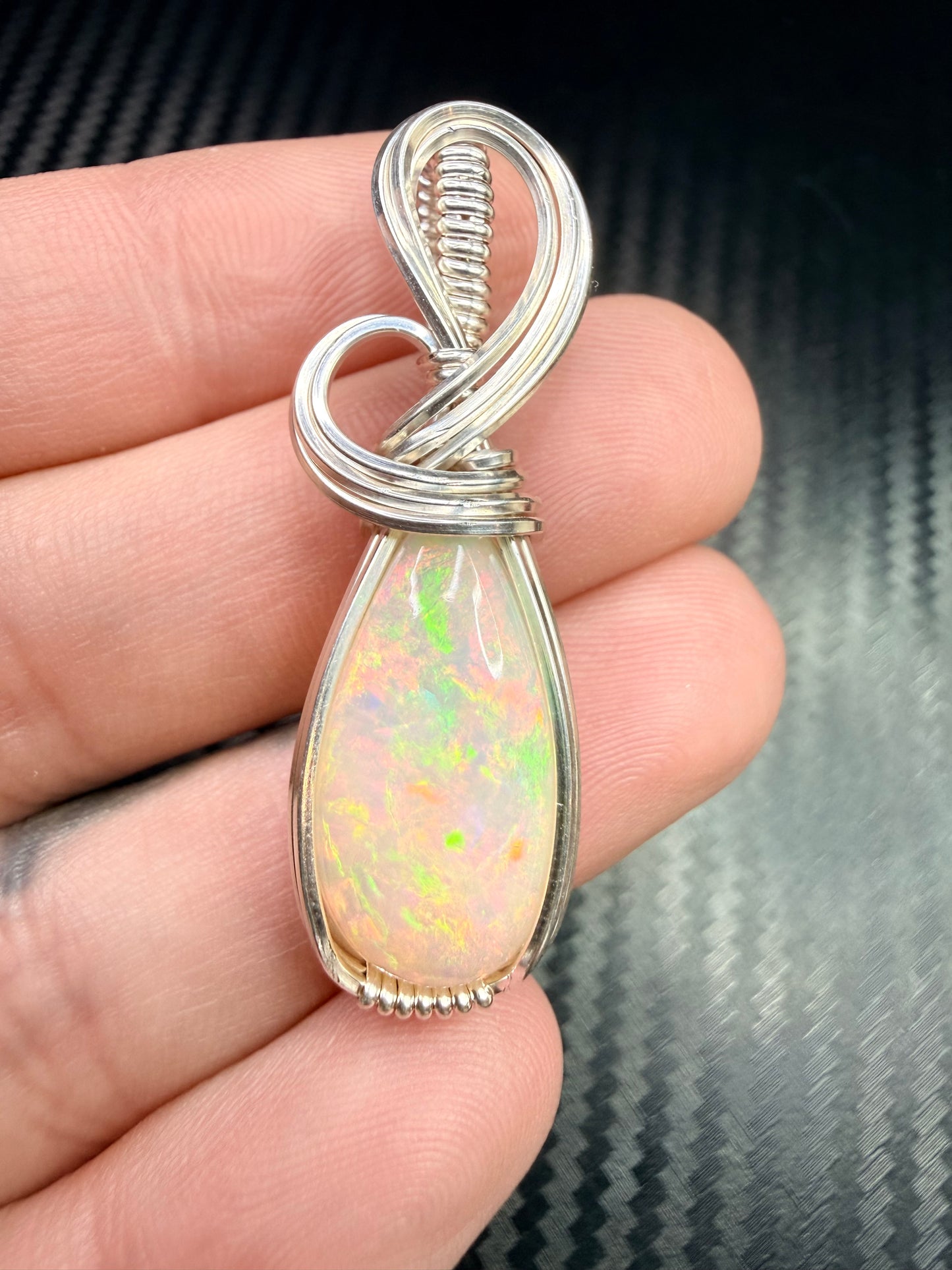 Ethiopian Welo Opal Pendant in .925 Sterling Silver – Natural Opal Necklace, October Birthstone, Fire Opal Jewelry, Handmade Opal Gift, Healing Crystal Pendant