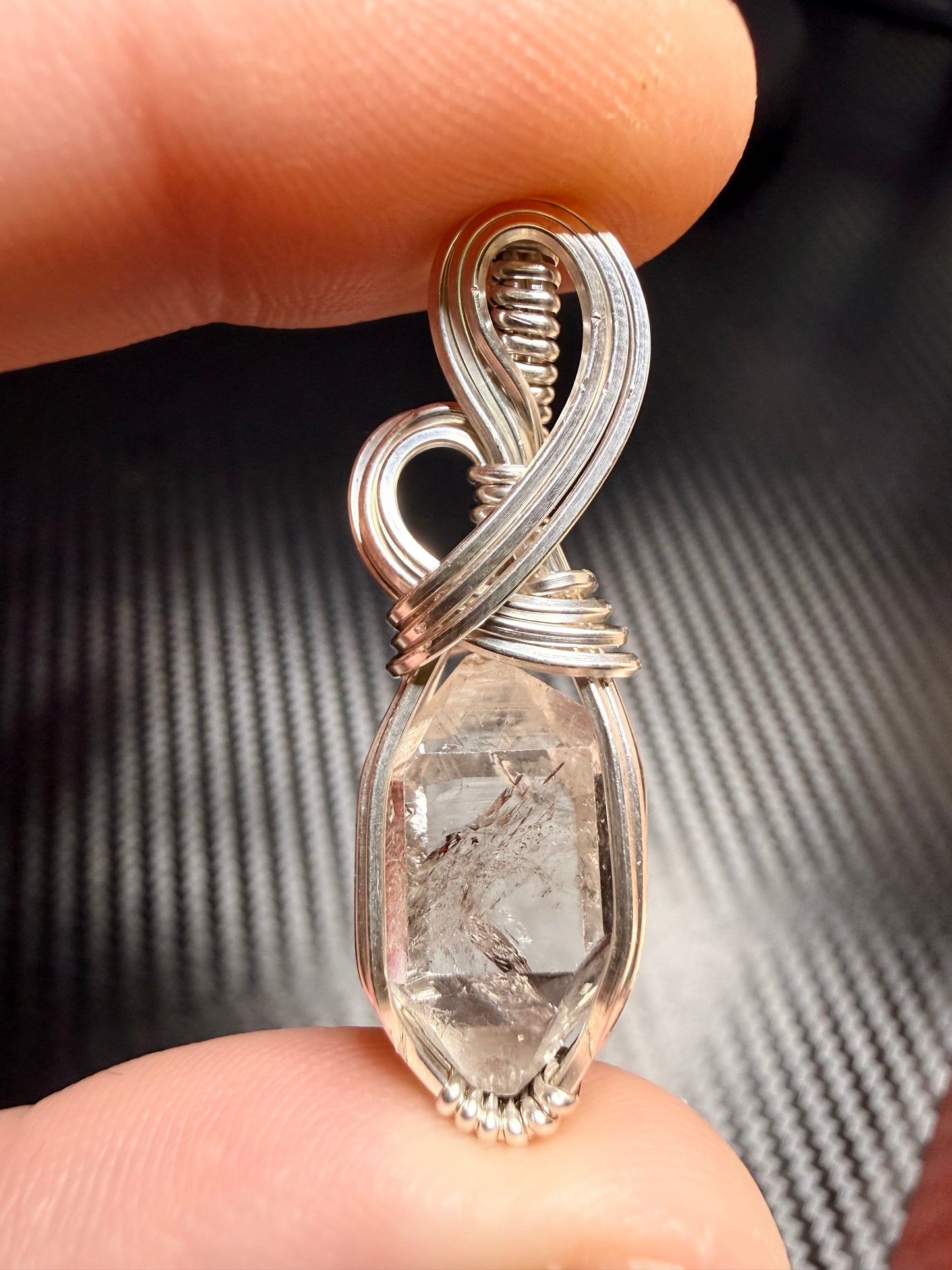 111VDS) Herkimer Diamond Quartz Pendant in Sterling Silver