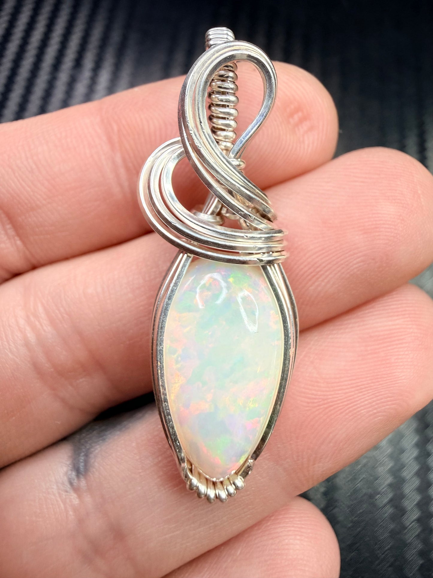 Ethiopian Welo Opal Pendant in .925 Sterling Silver – Natural Opal Necklace, October Birthstone, Fire Opal Jewelry, Handmade Opal Gift, Healing Crystal Pendant