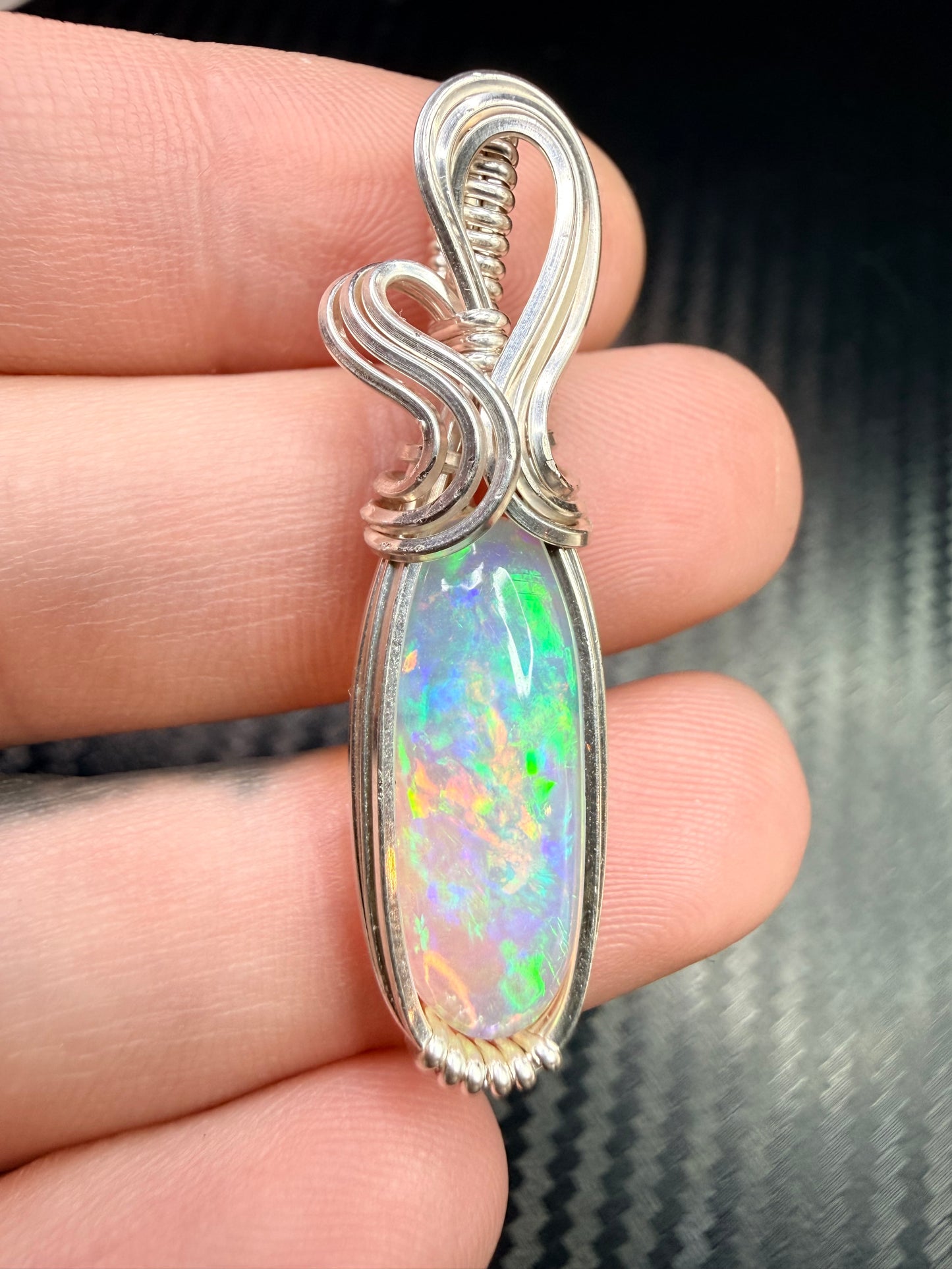 Ethiopian Welo Opal Pendant in .925 Sterling Silver – Natural Opal Necklace, October Birthstone, Fire Opal Jewelry, Handmade Opal Gift, Healing Crystal Pendant