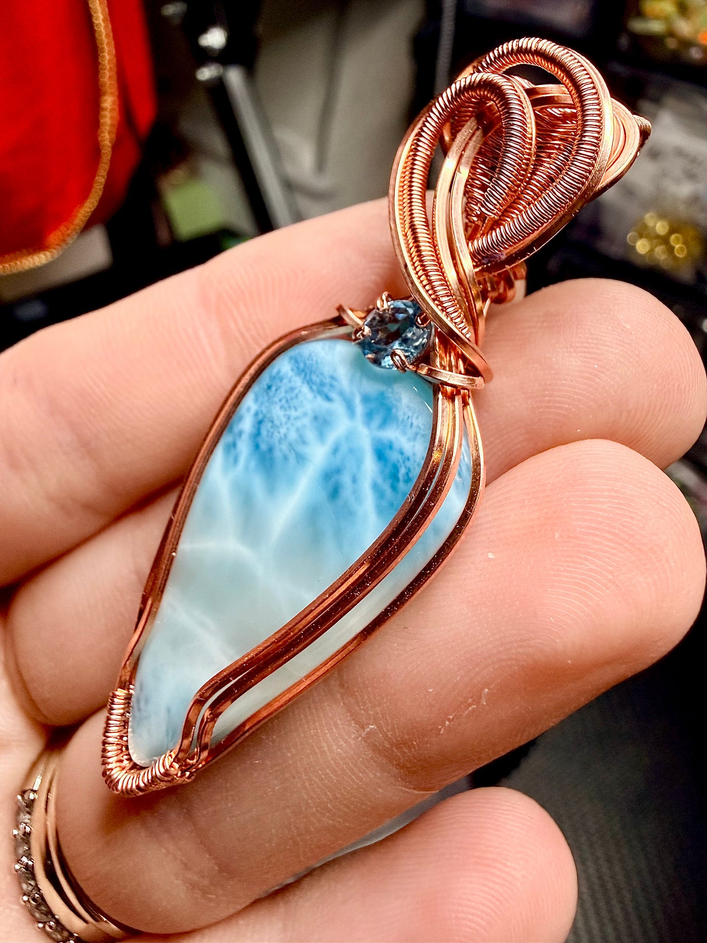 Larimar Pendant In Copper With Sky Blue Accent