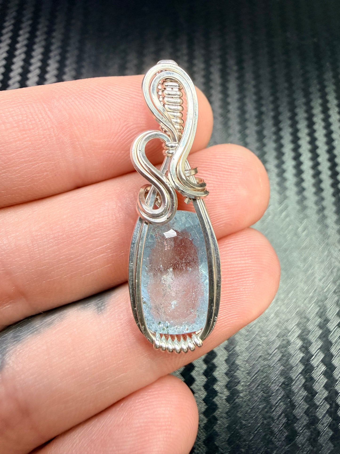 Aquamarine Pendant in 925 Sterling Silver – Blue Gemstone Necklace, Healing Crystal Jewelry, March Birthstone Gift