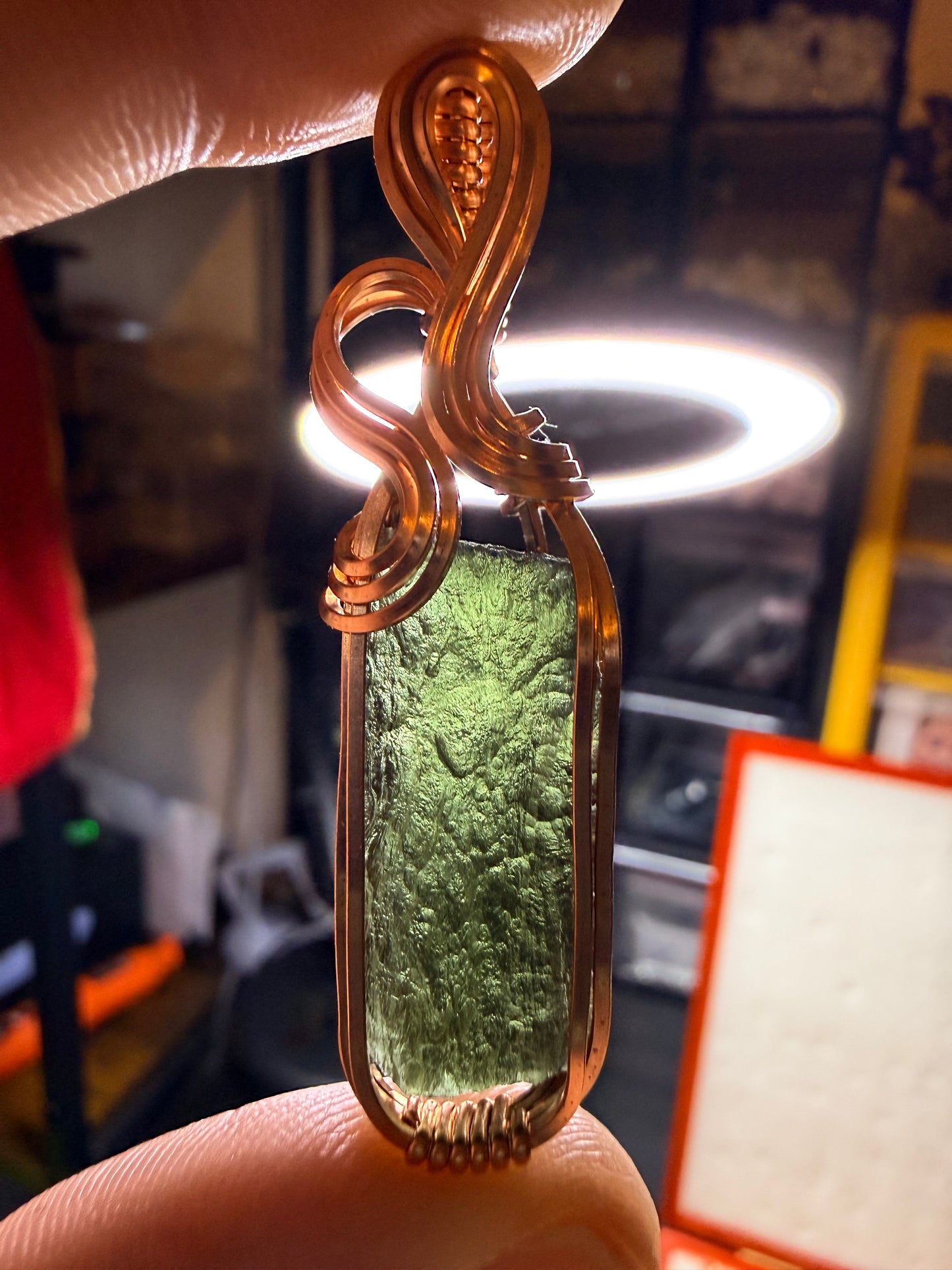11VDS) Moldavite Pendant in copper