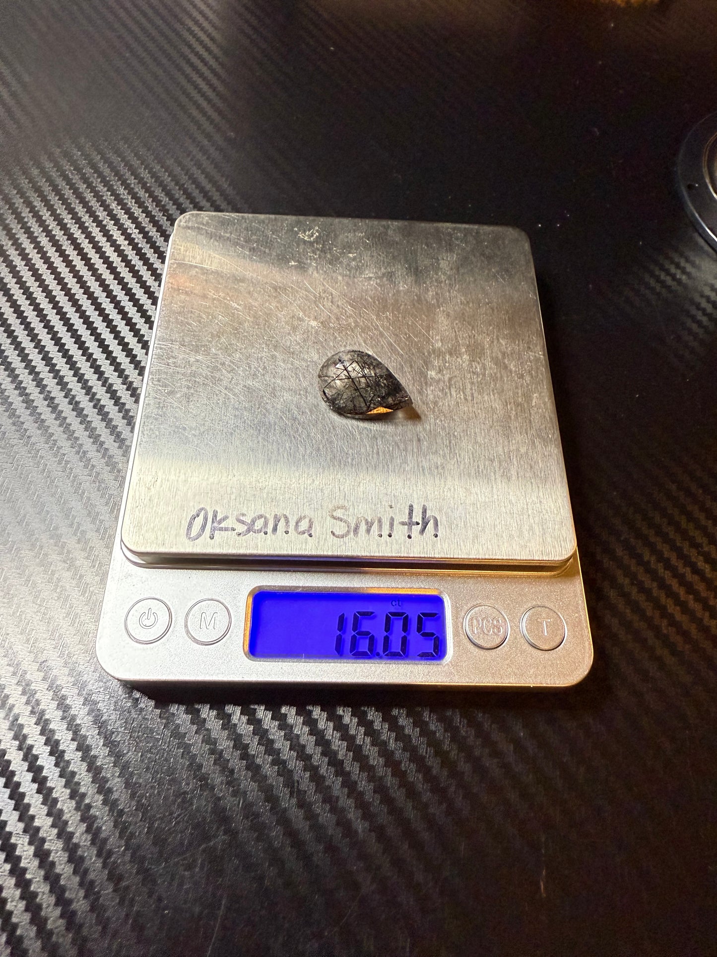 B112) Black Rutilated Quartz In Sterling Silver