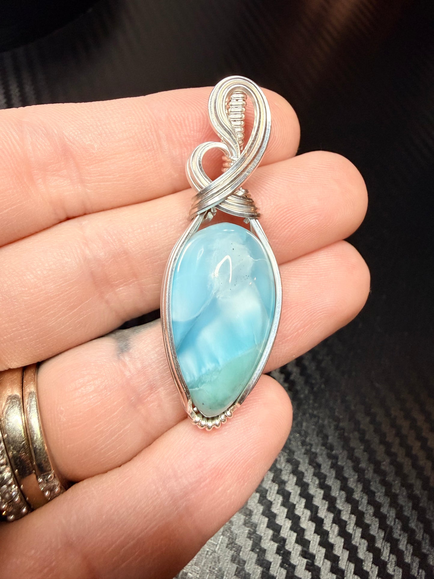 Larimar Pendant In Sterling Silver