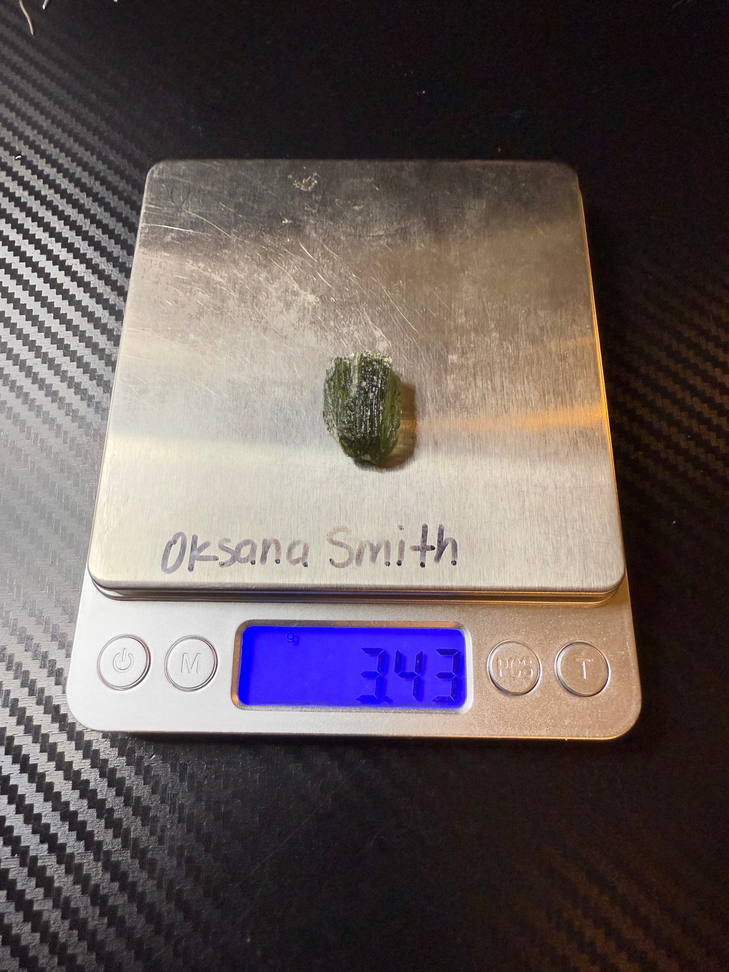 B112) Moldavite Pendant Necklace in Sterling Silver