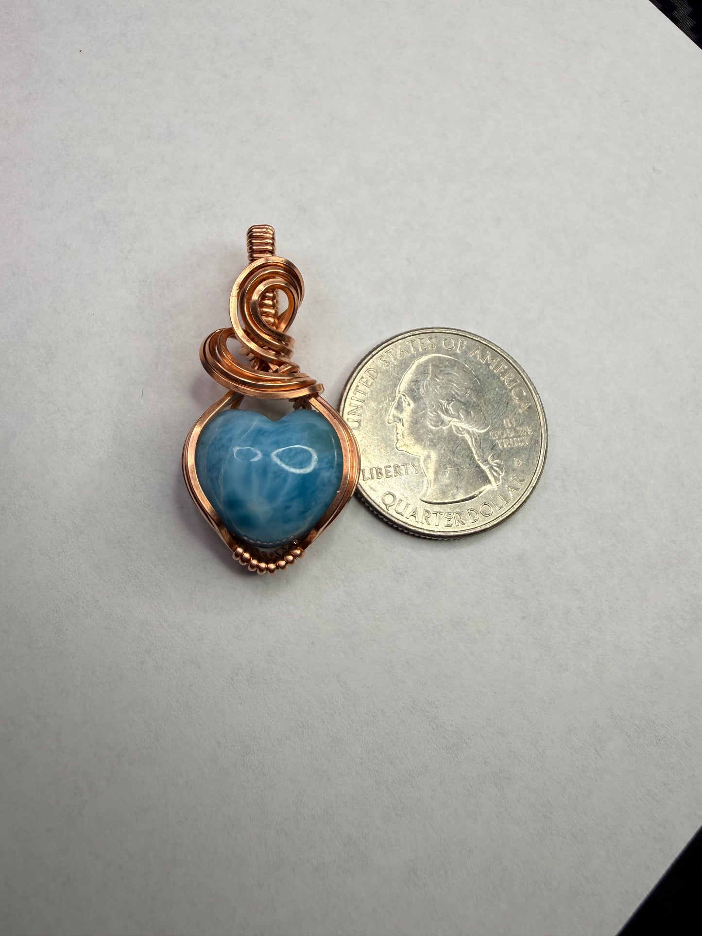 Larimar Pendant In Copper Heart Shape