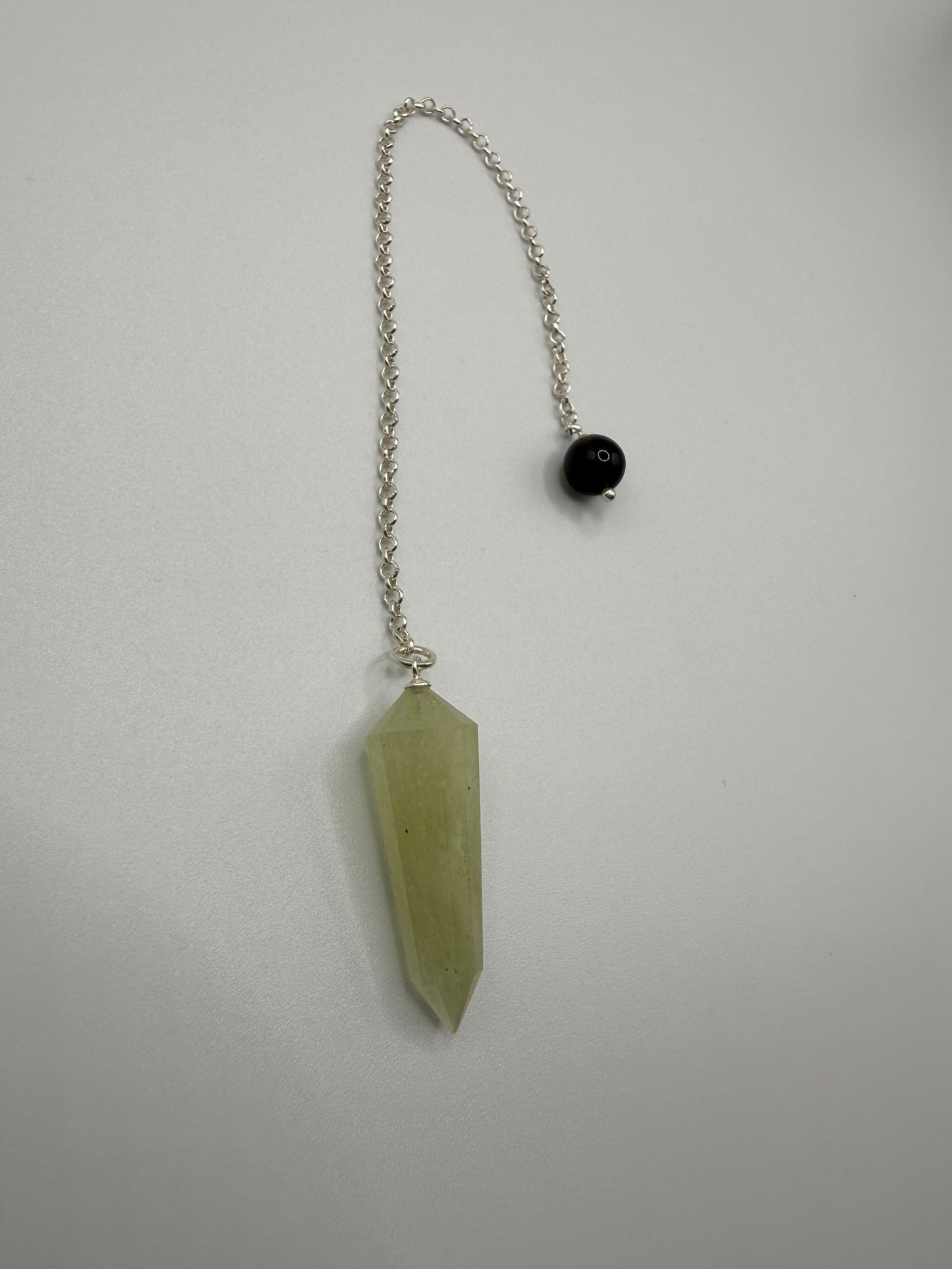 Libyan Desert Glass Pendulum With Agni Manitite Bead In Sterling Silver 26.40 carats