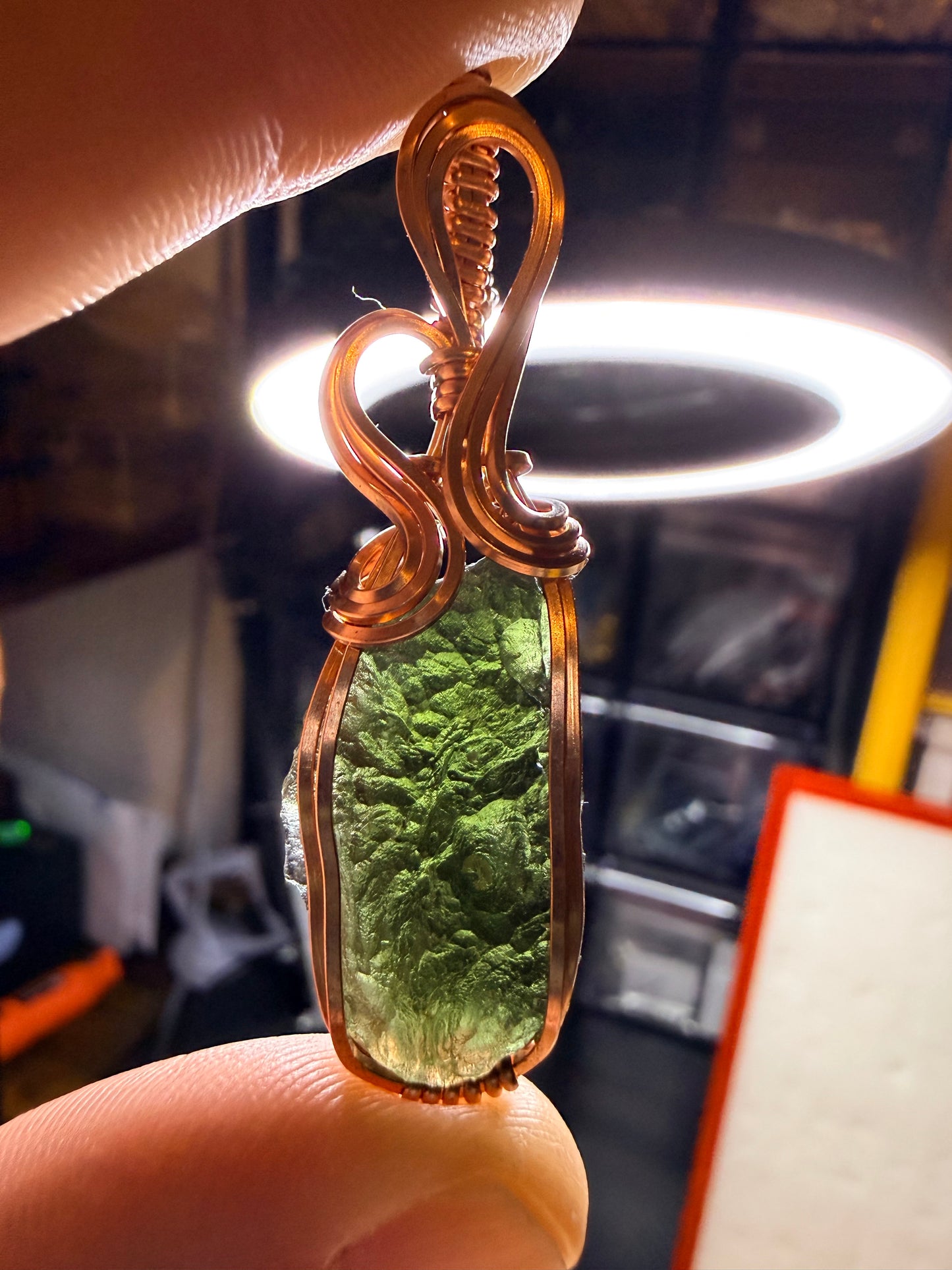 11VDS) Moldavite Pendant in copper