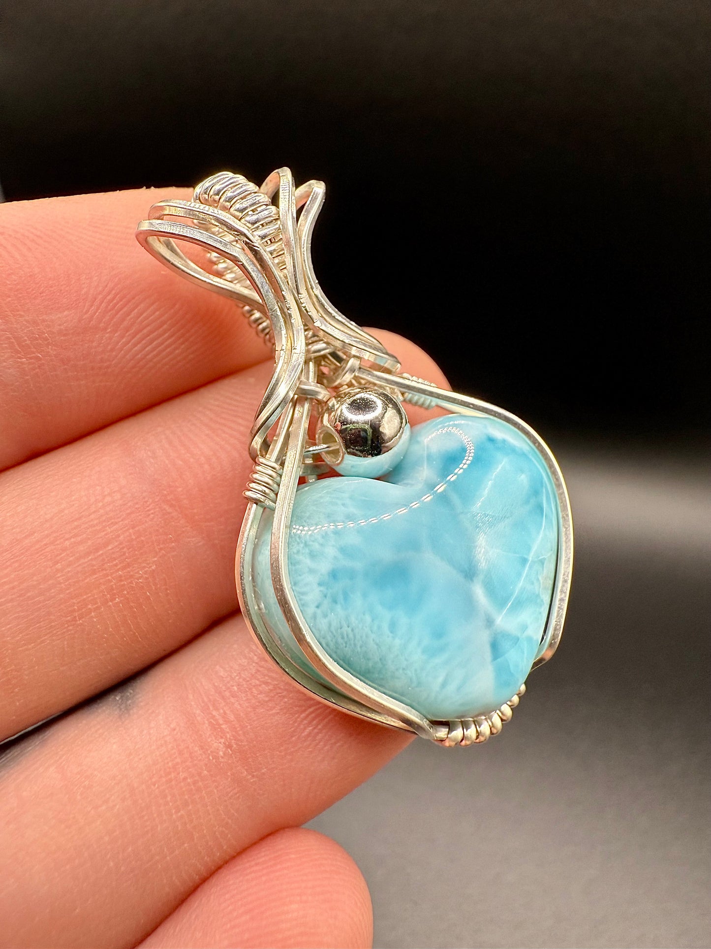 B112) Larimar Pendant In Sterling Silver