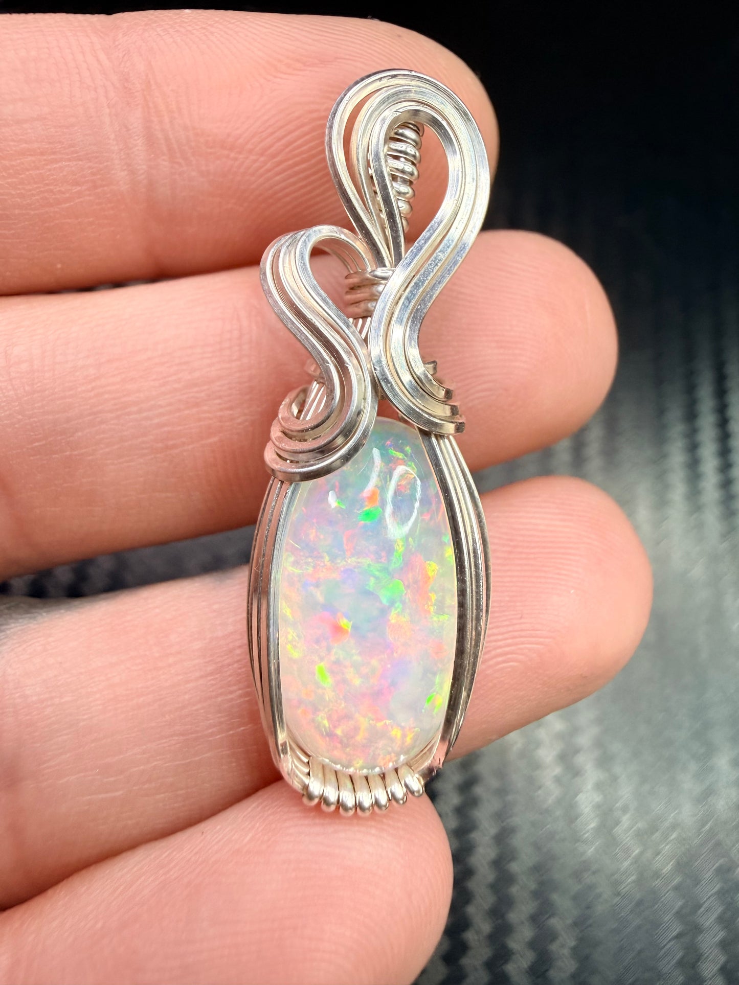 Ethiopian Welo Opal Pendant in .925 Sterling Silver – Natural Opal Necklace, October Birthstone, Fire Opal Jewelry, Handmade Opal Gift, Healing Crystal Pendant