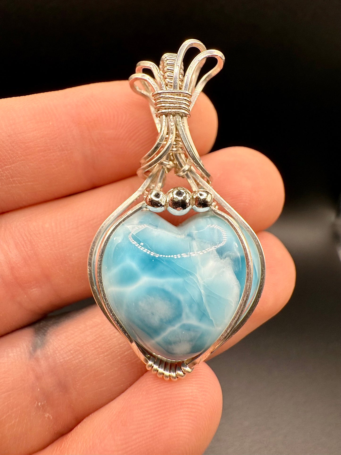 C11) Larimar Pendant In Sterling Silver