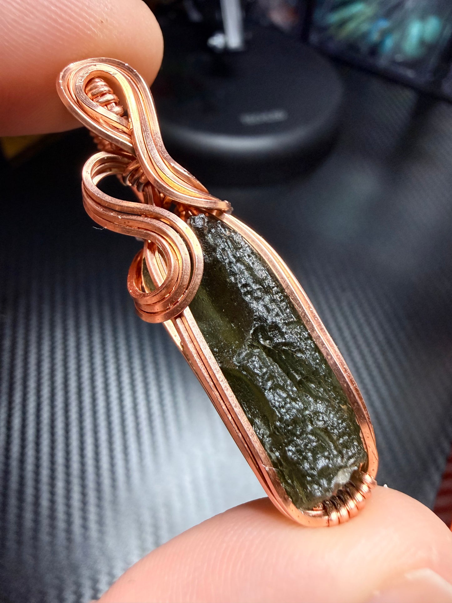 11VDS) Moldavite Pendant in copper