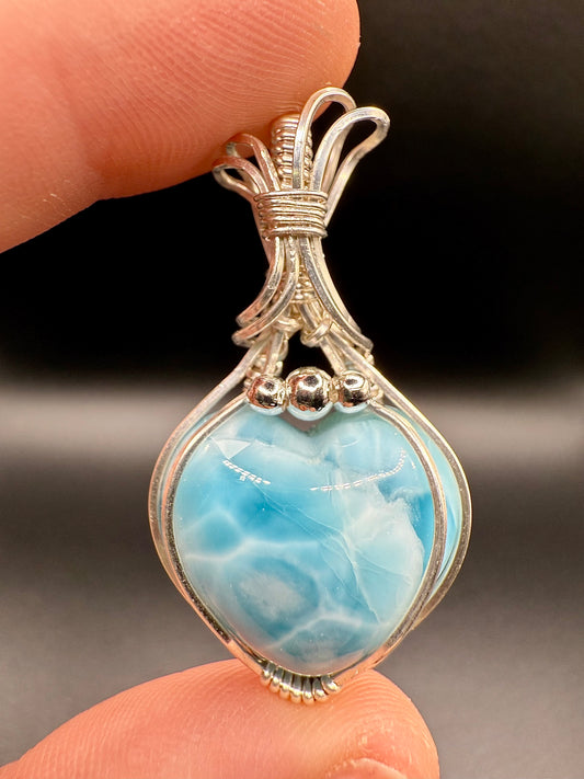 C11) Larimar Pendant In Sterling Silver