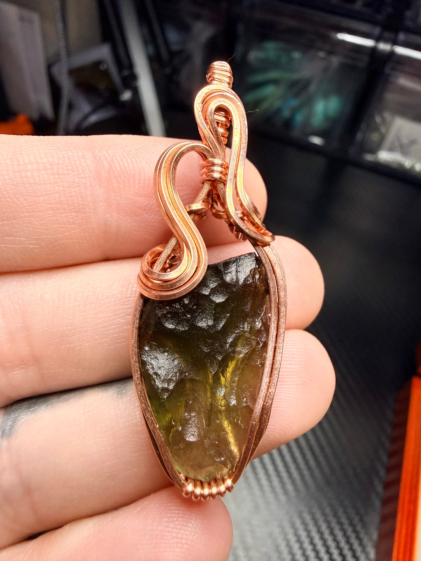 11VDS) Moldavite Pendant in copper
