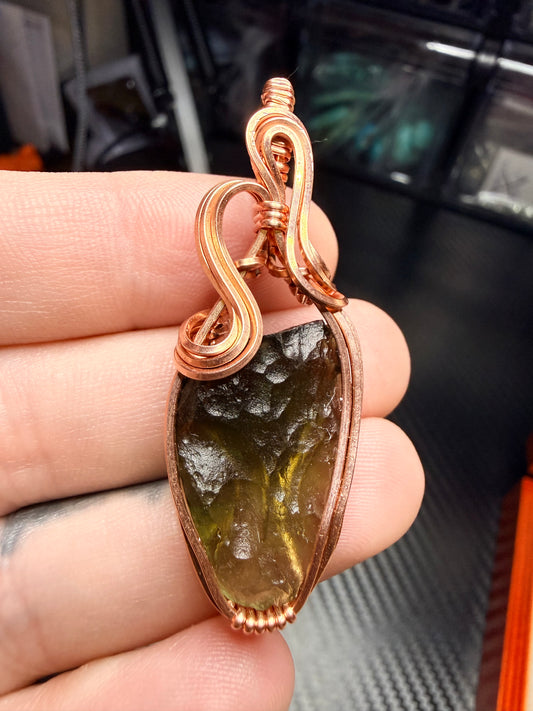 11VDS) Moldavite Pendant in copper