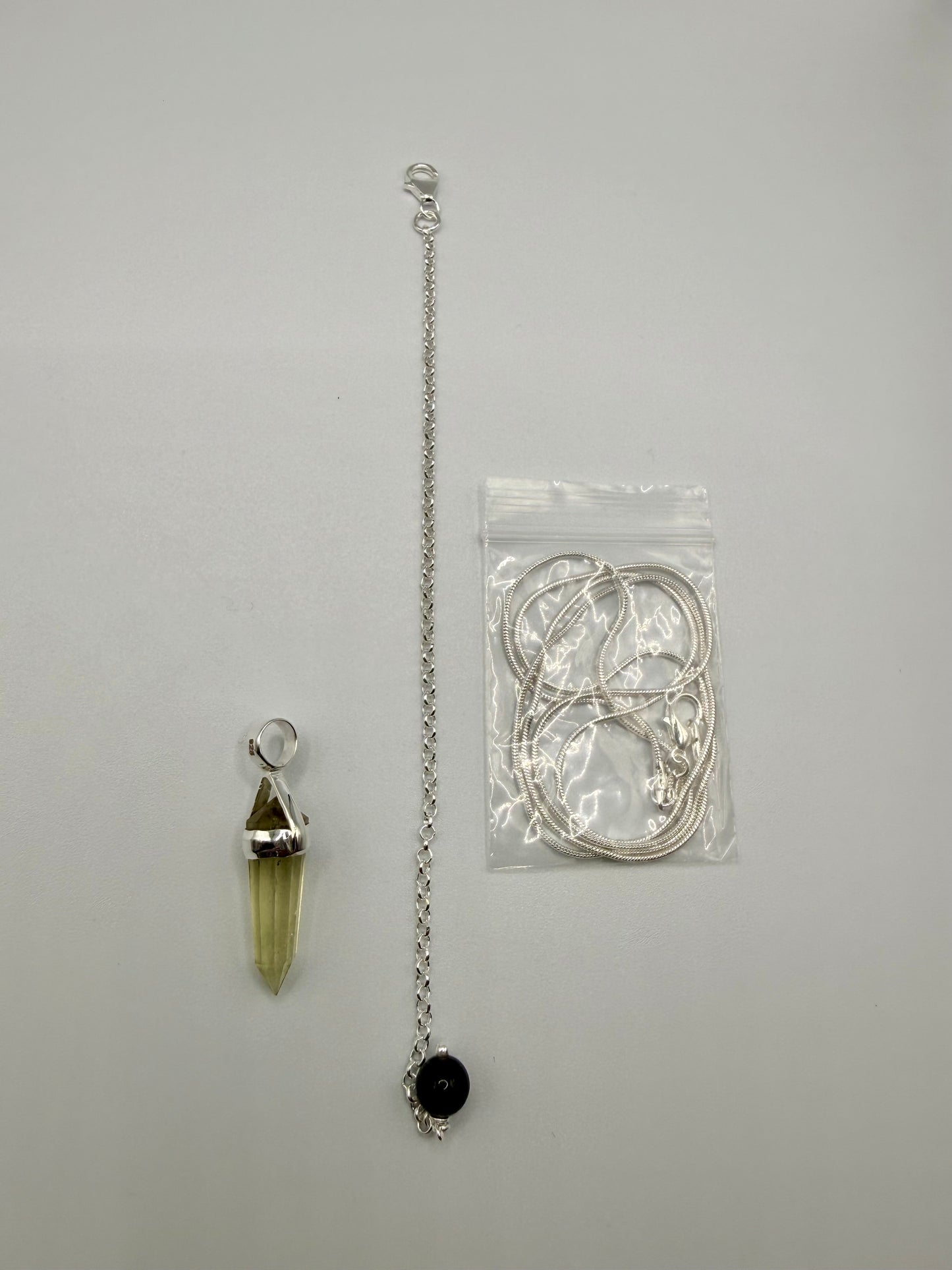 AAA Libyan Desert Glass Pendulum Pendant With Agni Manitite Bead In Sterling Silver 10.05 crt