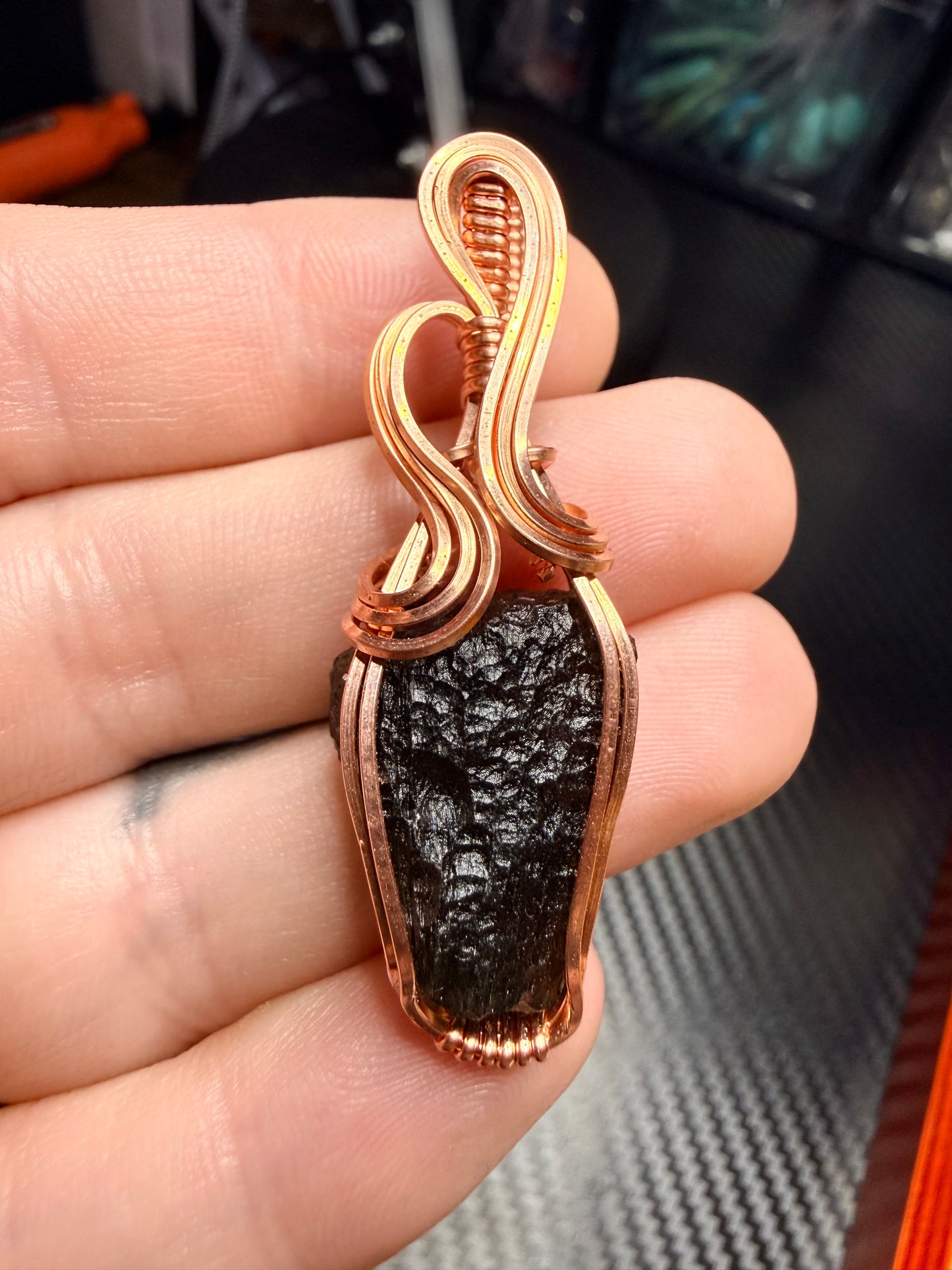 11VDS) Moldavite Pendant in copper