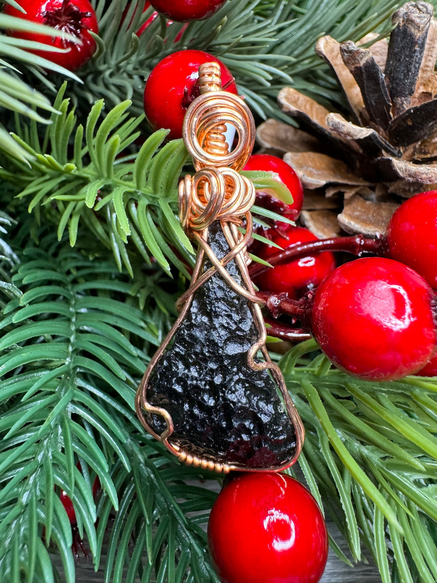 Moldavite Pendant in Copper