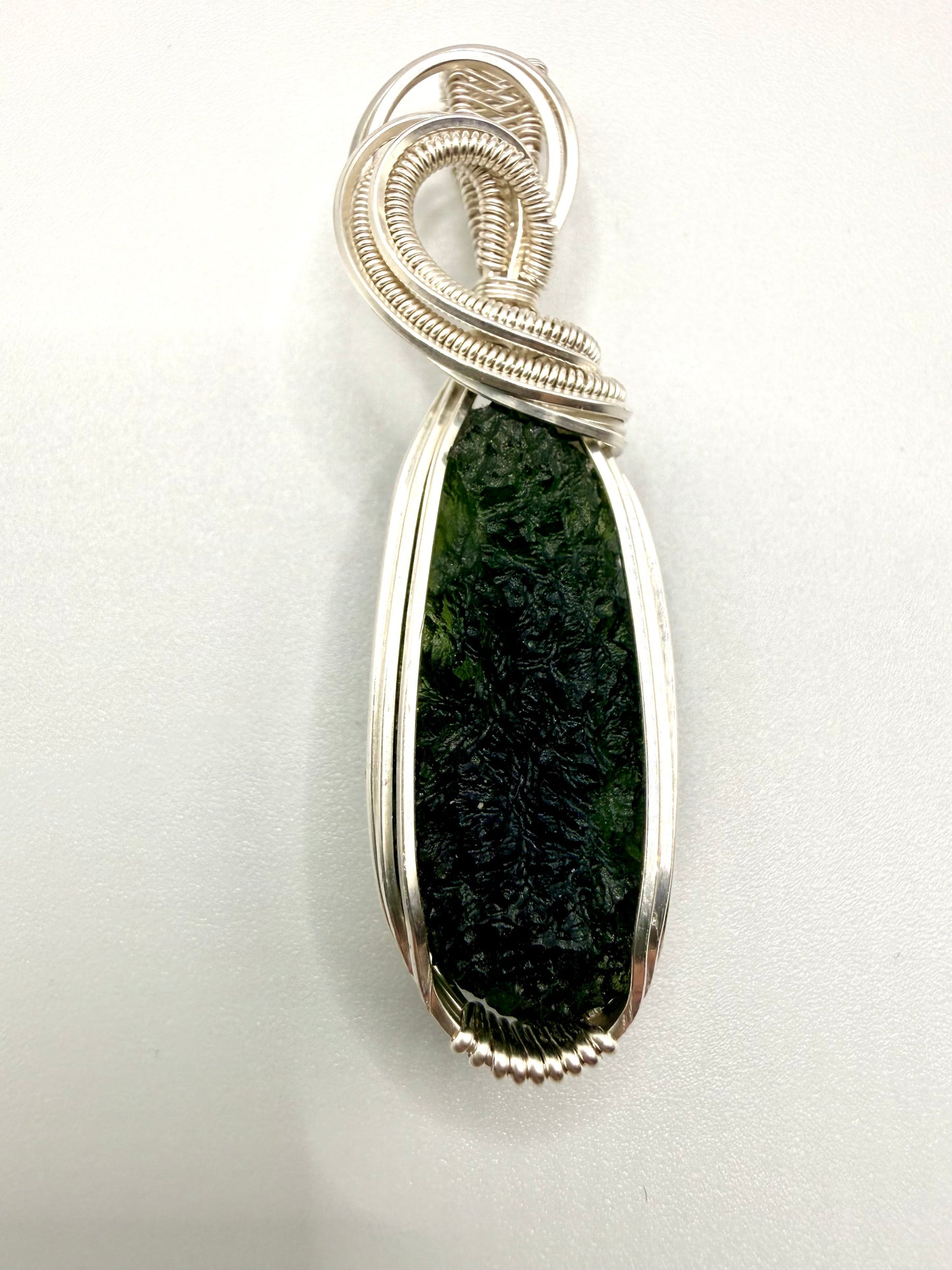 1MSS) Moldavite Pendant In Sterling Silver