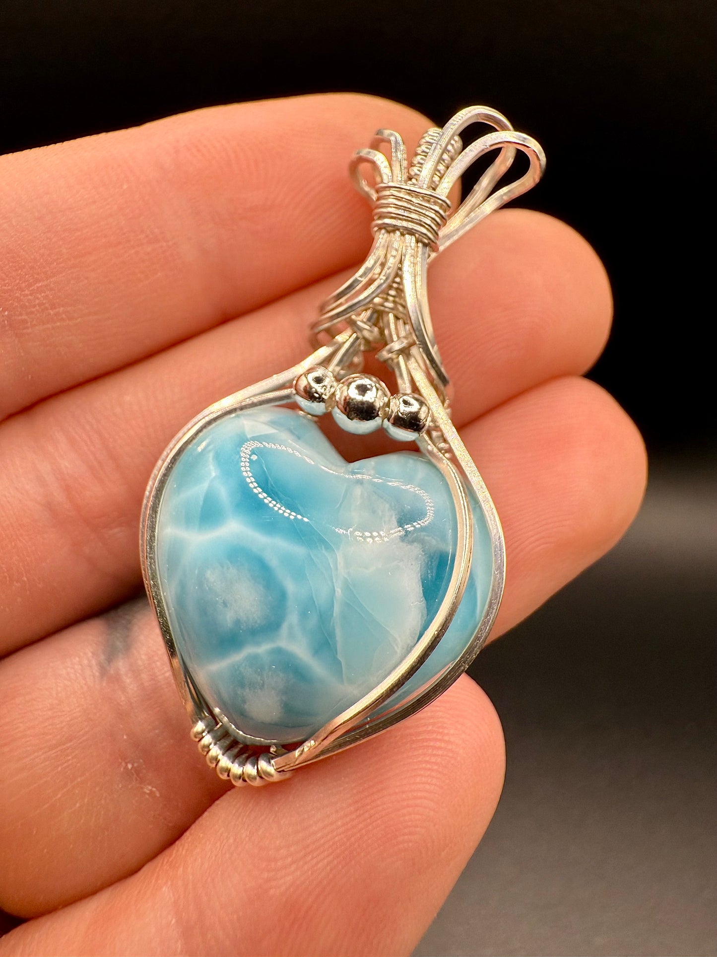 C11) Larimar Pendant In Sterling Silver