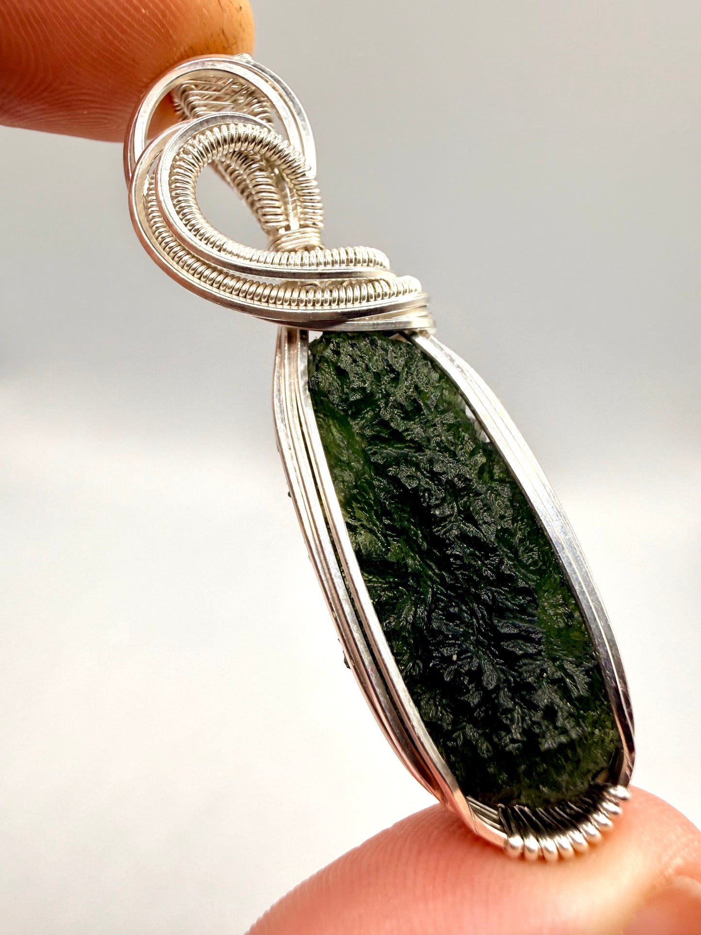 1MSS) Moldavite Pendant In Sterling Silver