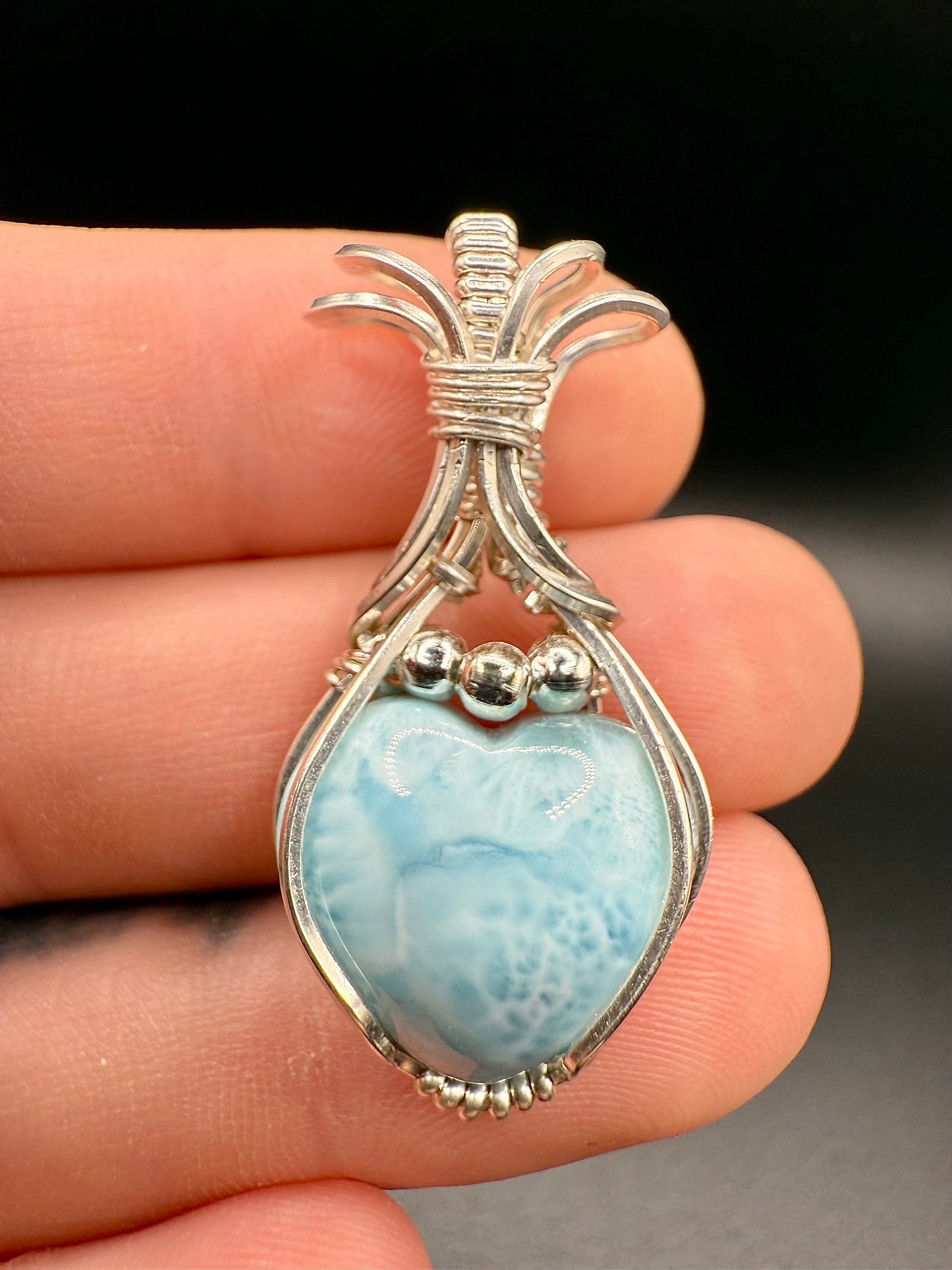 B112) Larimar Pendant In Sterling Silver
