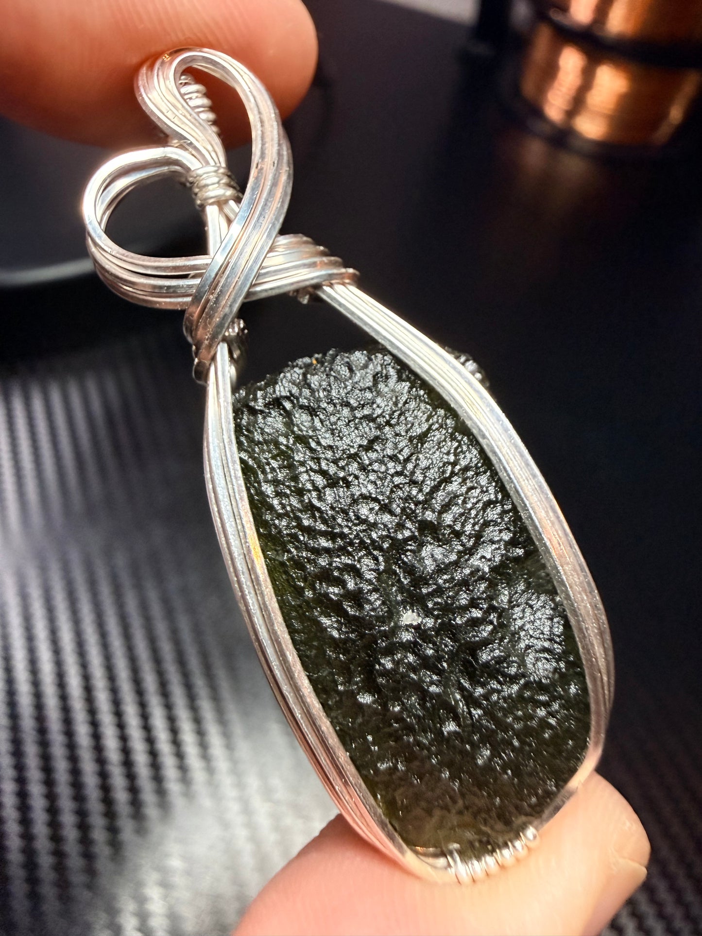 Moldavite Pendant In Sterling Silver 7.15g Chlum