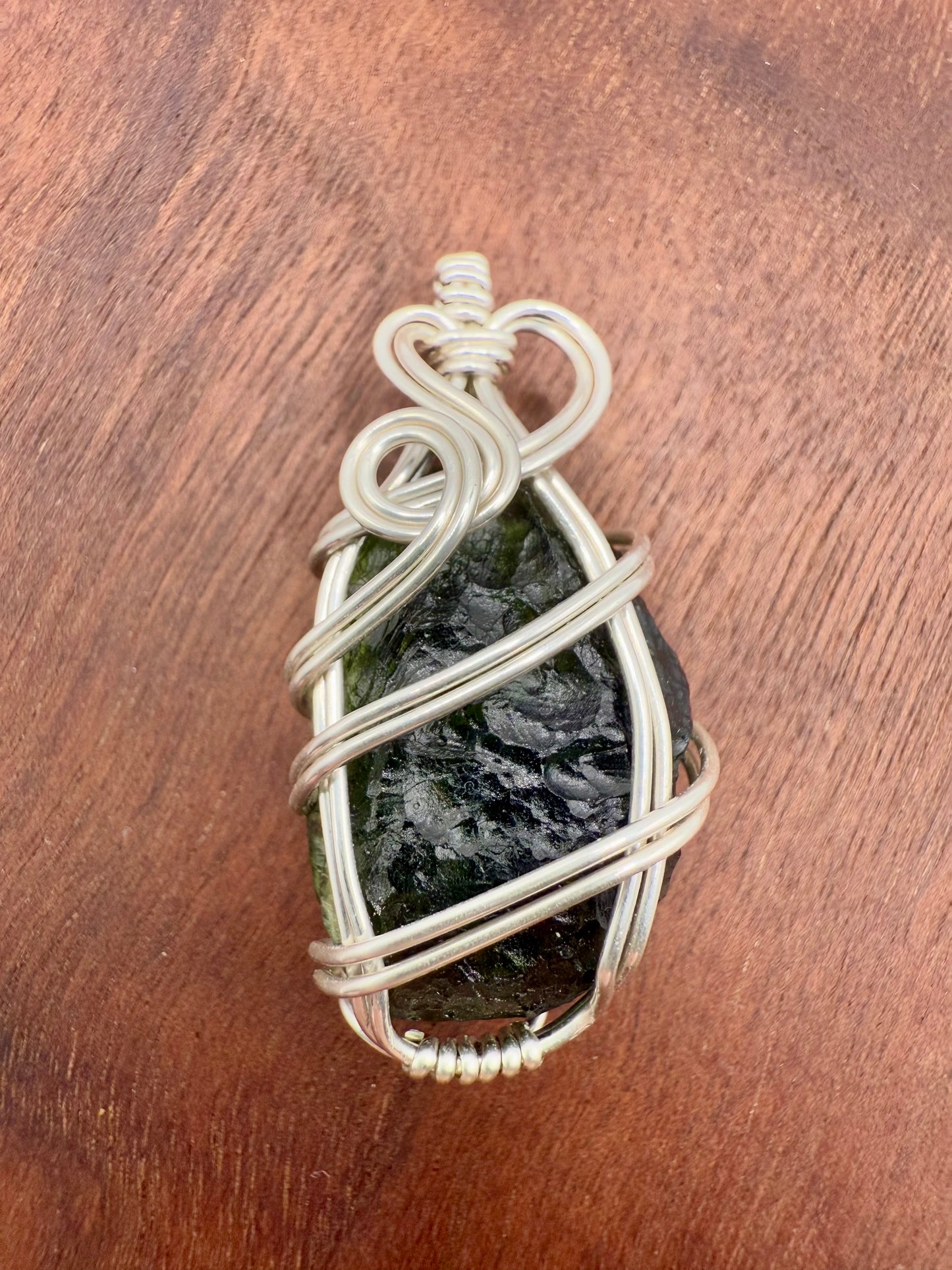 C11) Moldavite Pendant In Sterling Silver
