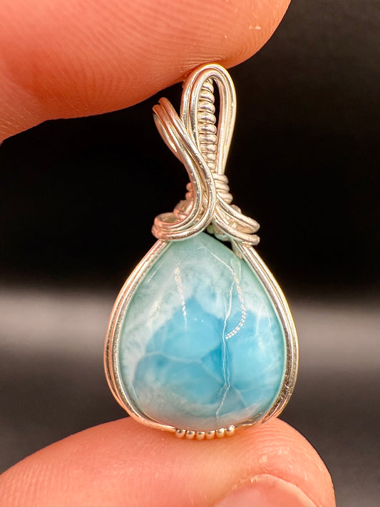 B112) Larimar Pendant In Sterling Silver