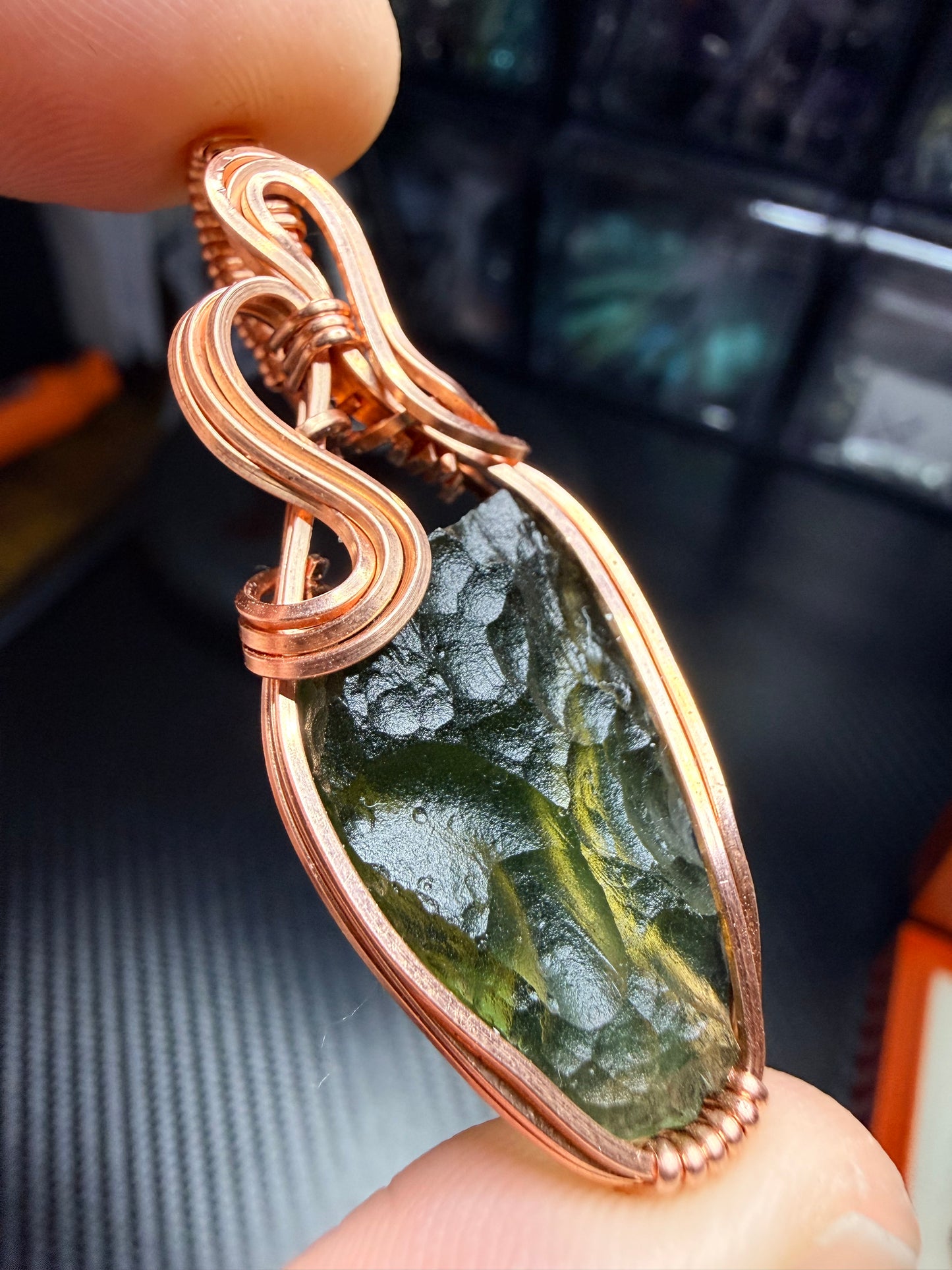 11VDS) Moldavite Pendant in copper