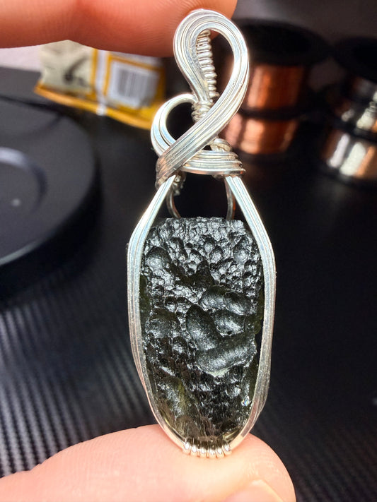 Moldavite Pendant In Sterling Silver 5.89g