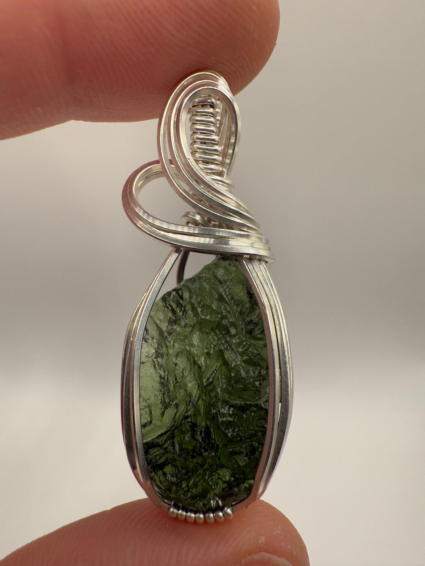 C11) Moldavite In Sterling Silver Pendant Necklace