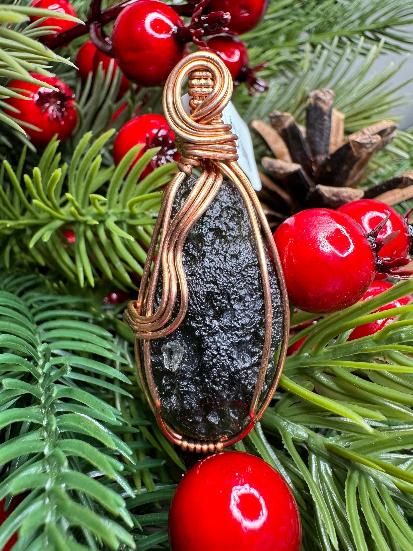 Moldavite Pendant in Copper