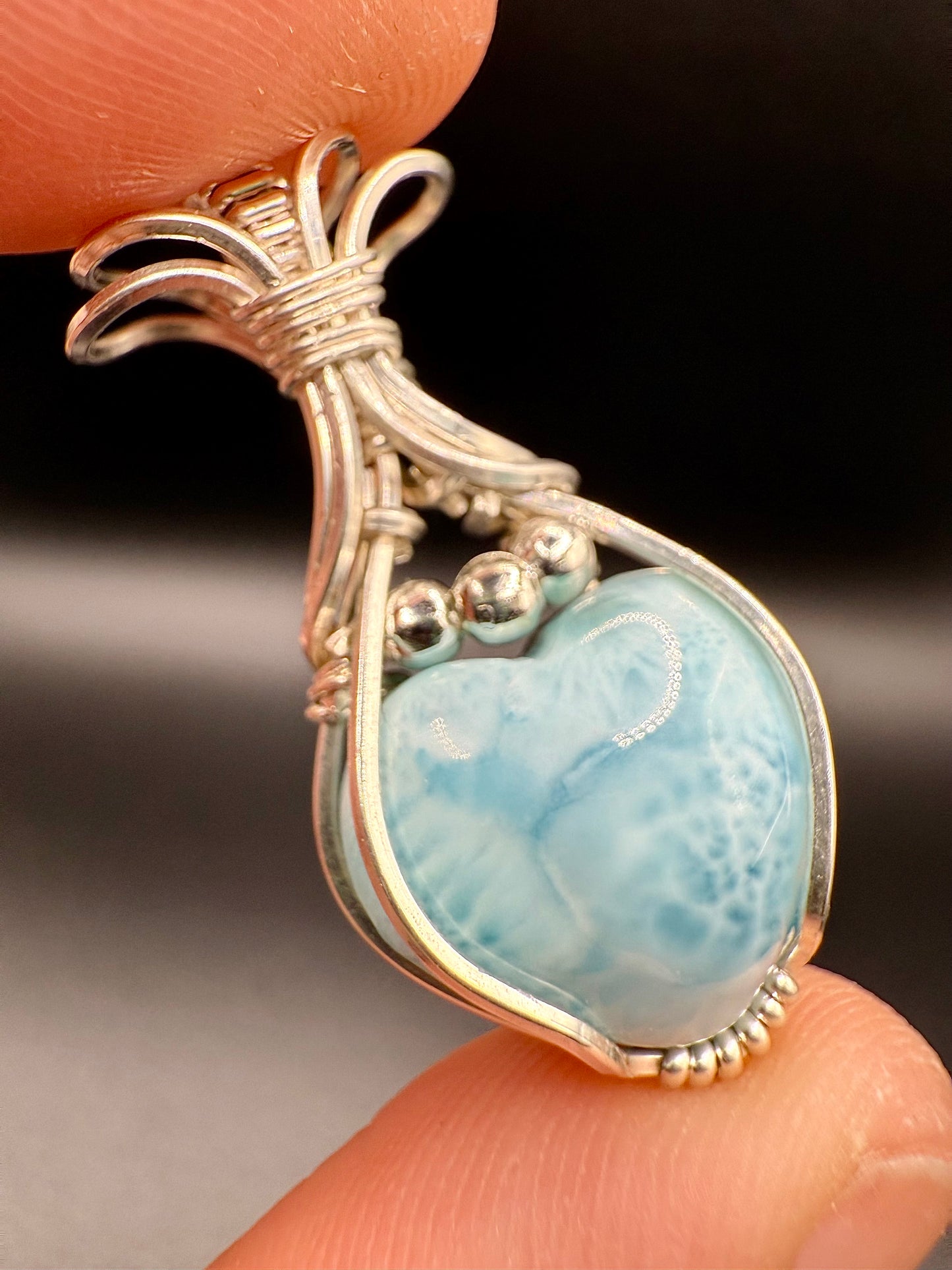 B112) Larimar Pendant In Sterling Silver