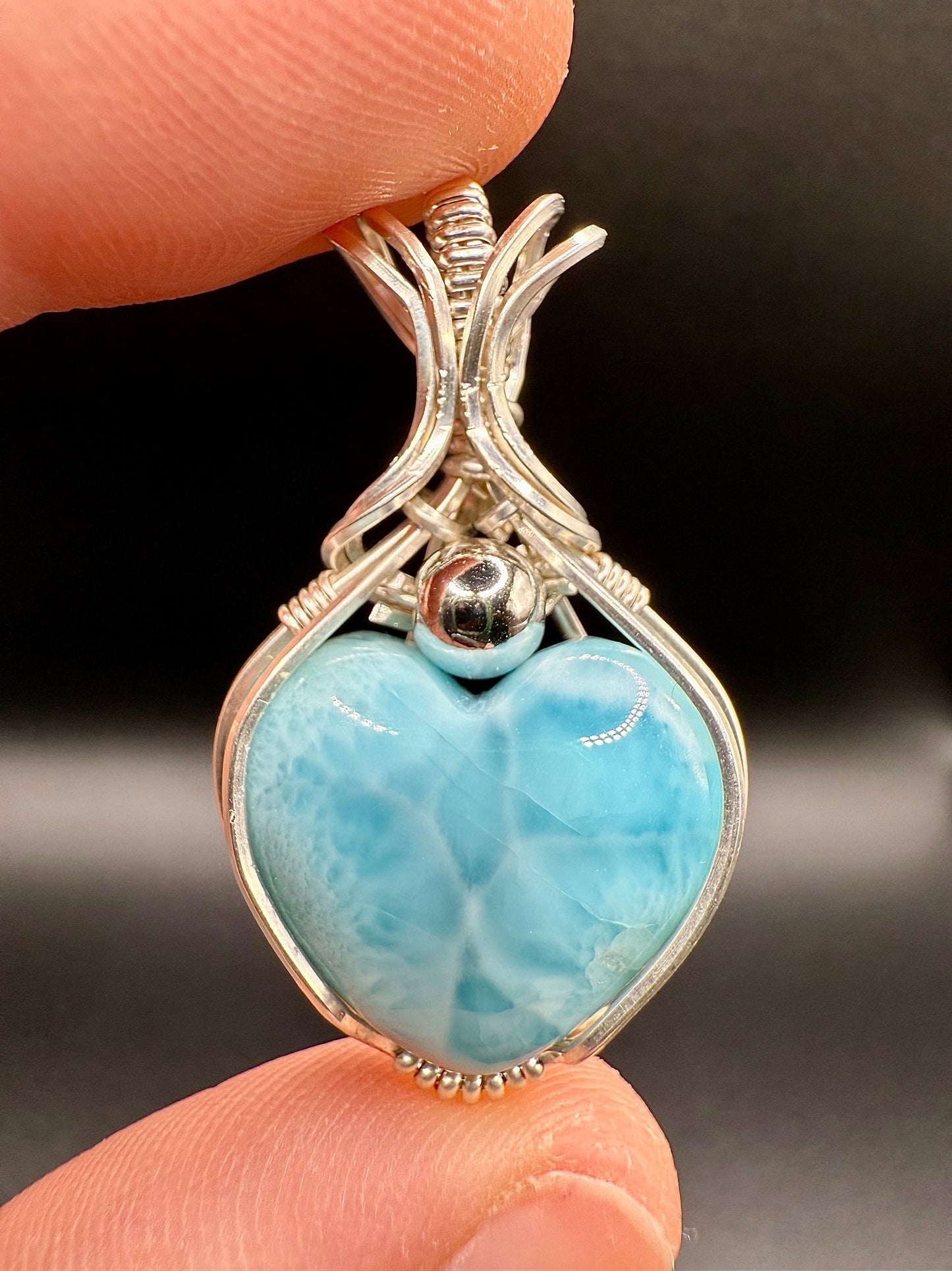 B112) Larimar Pendant In Sterling Silver