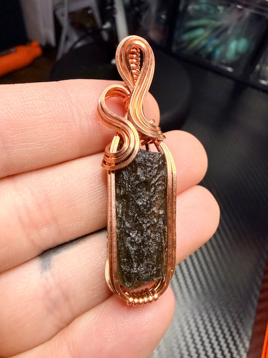 11VDS) Moldavite Pendant in copper