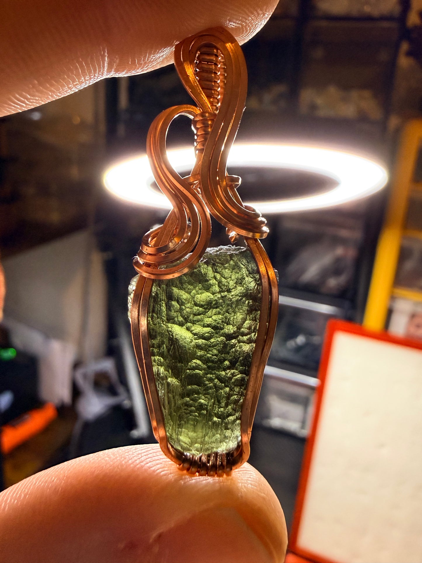 11VDS) Moldavite Pendant in copper