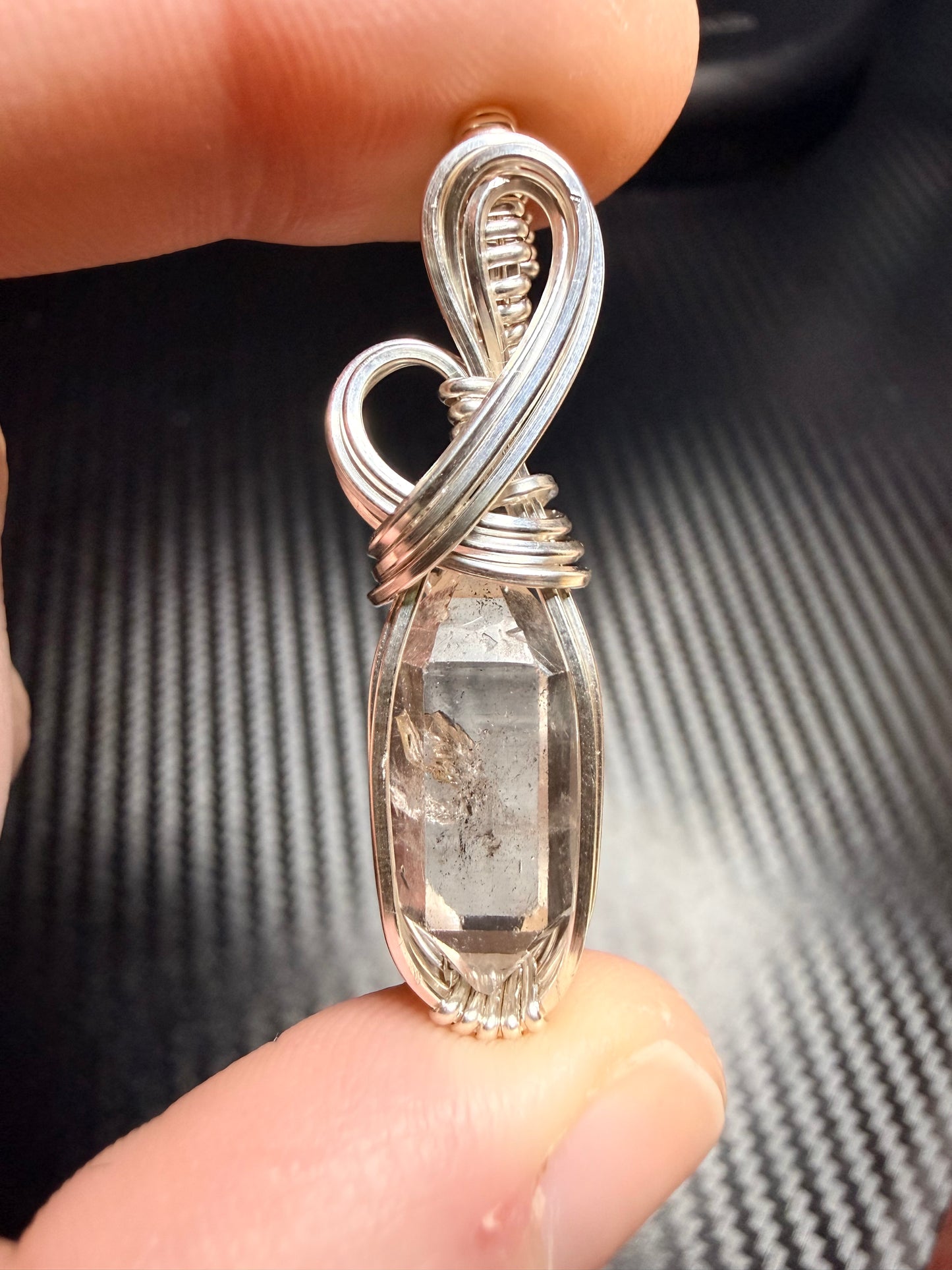 111VDS) Herkimer Diamond Quartz Pendant in Sterling Silver