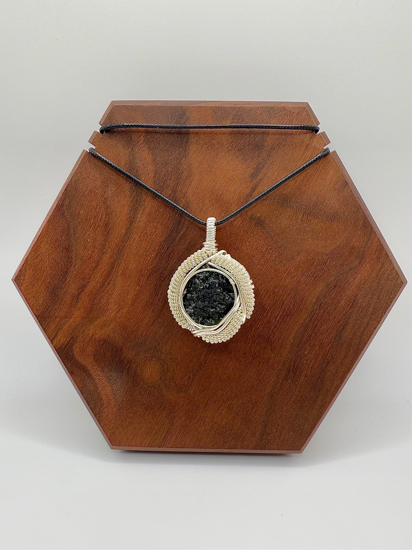 1MSS) Moldavite Pendant Necklace In Sterling Silver