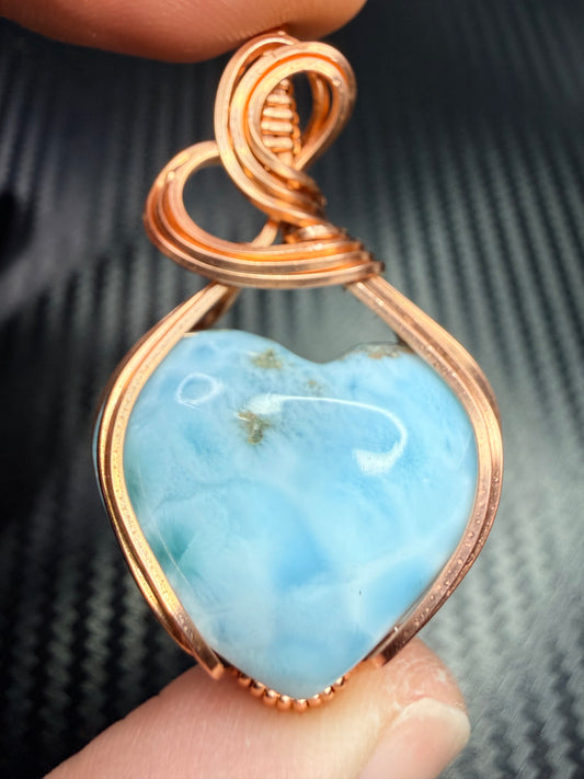 Large Larimar Pendant In Copper