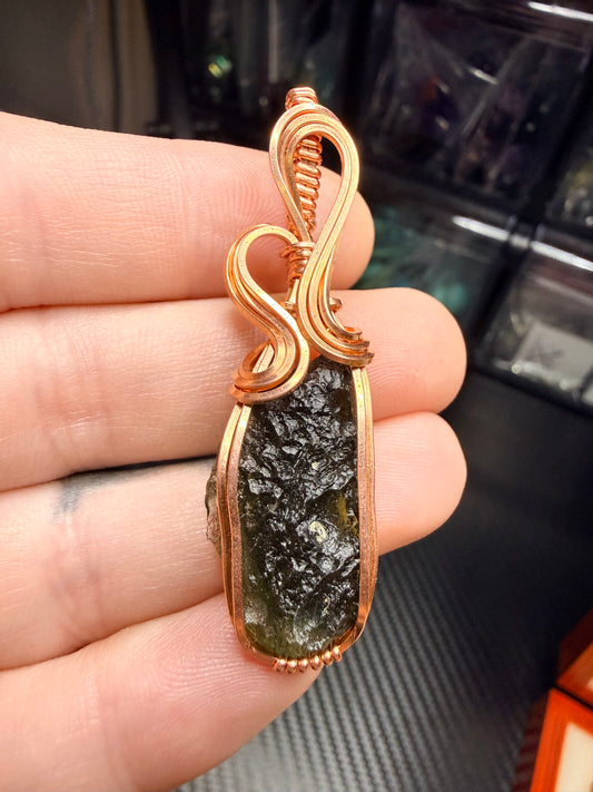 11VDS) Moldavite Pendant in copper