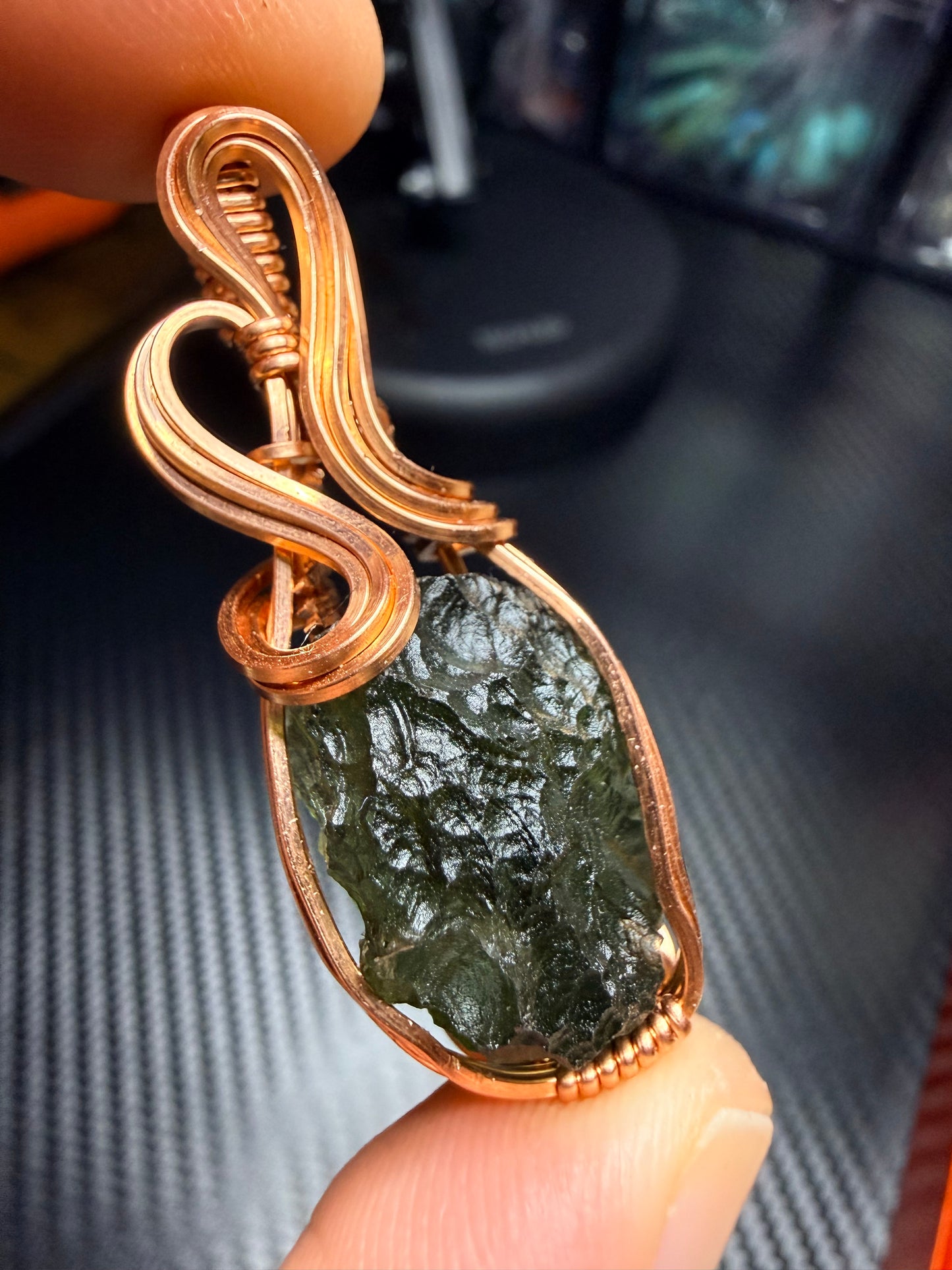 11VDS) Moldavite Pendant in copper
