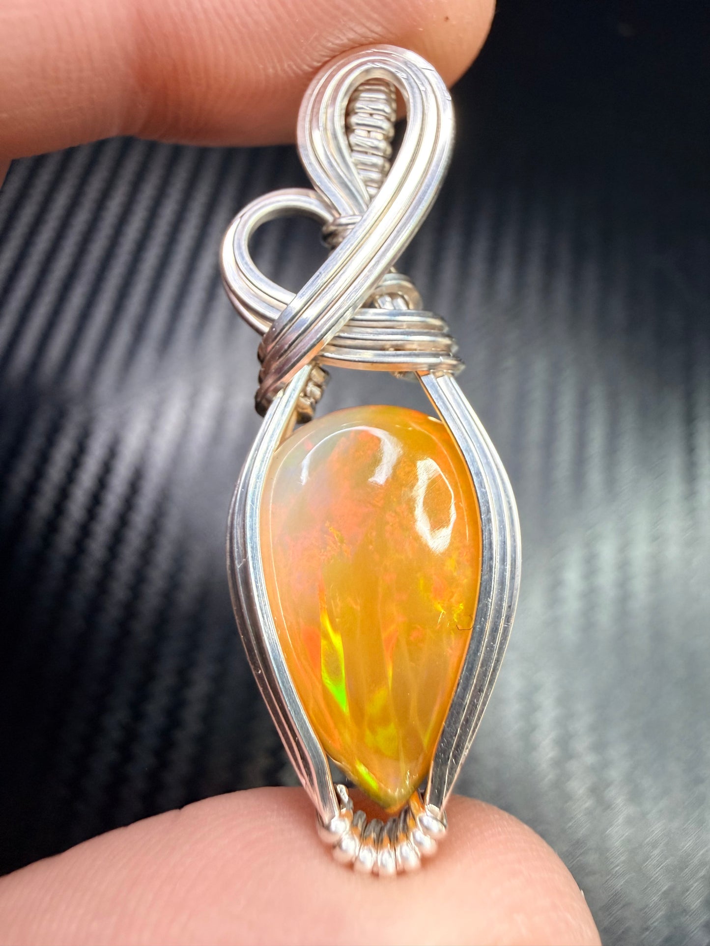Ethiopian Welo Opal Pendant in .925 Sterling Silver – Natural Opal Necklace, October Birthstone, Fire Opal Jewelry, Handmade Opal Gift, Healing Crystal Pendant