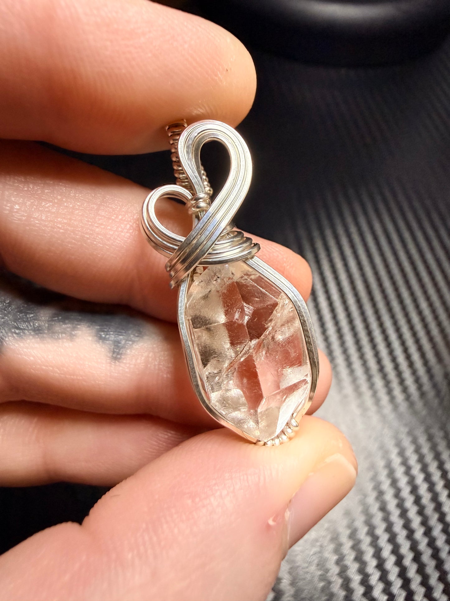 111VDS) Herkimer Diamond Quartz Pendant in Sterling Silver